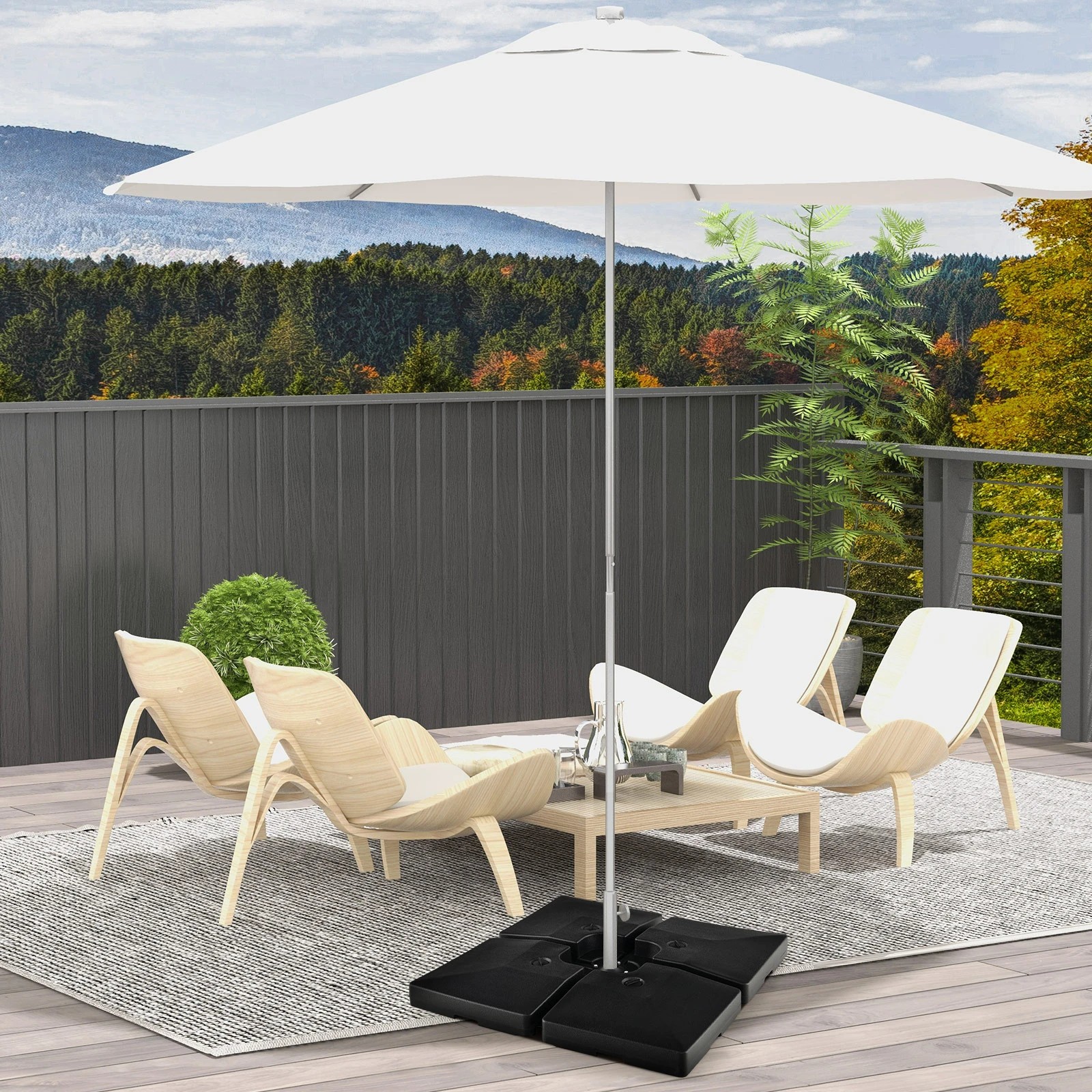 2 Costway Outdoor Umbrella Base Cantilever Umbrella Holder - Black, 2 of 2