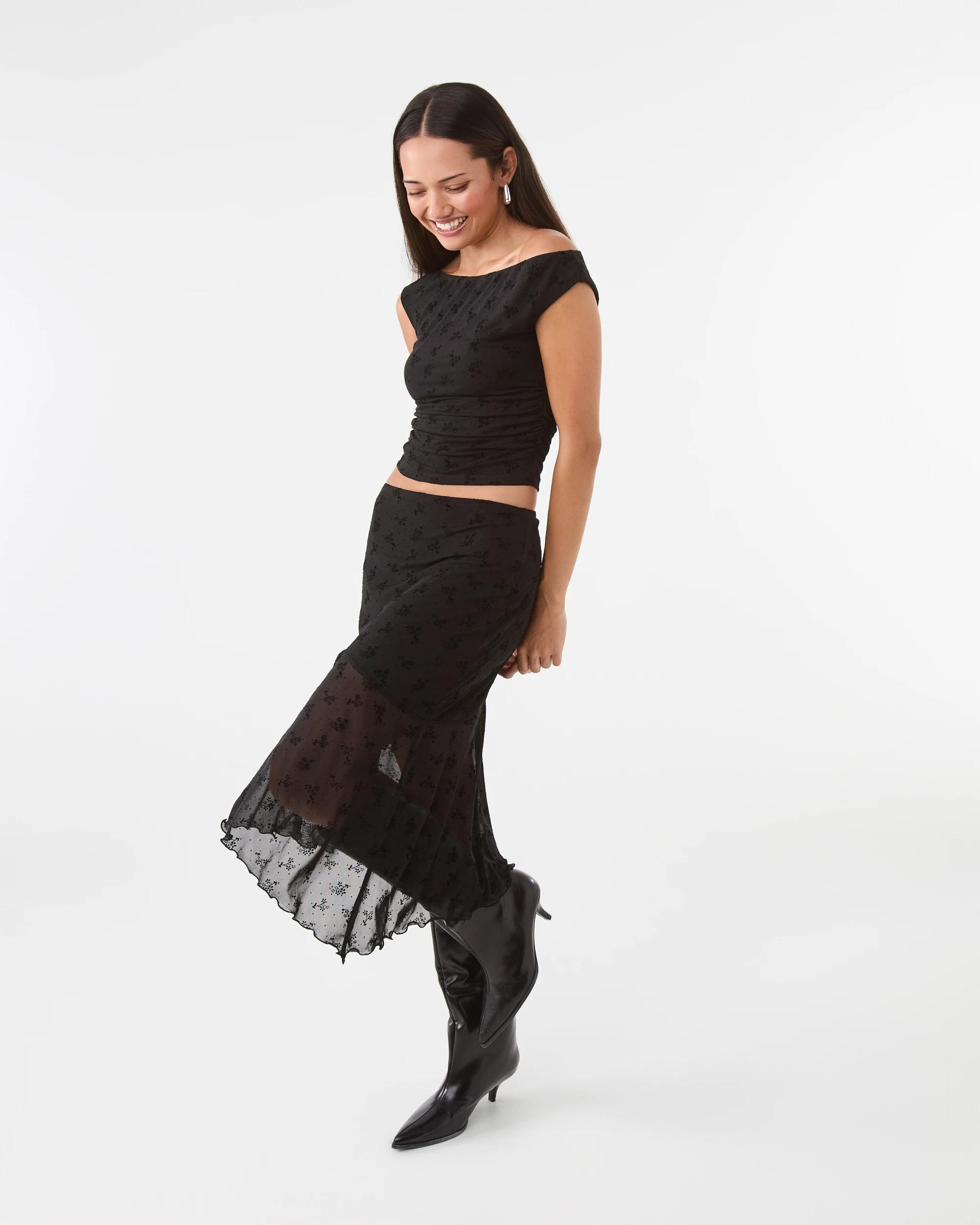 5 Off The Shoulder Burnout Top Black, 5 of 8