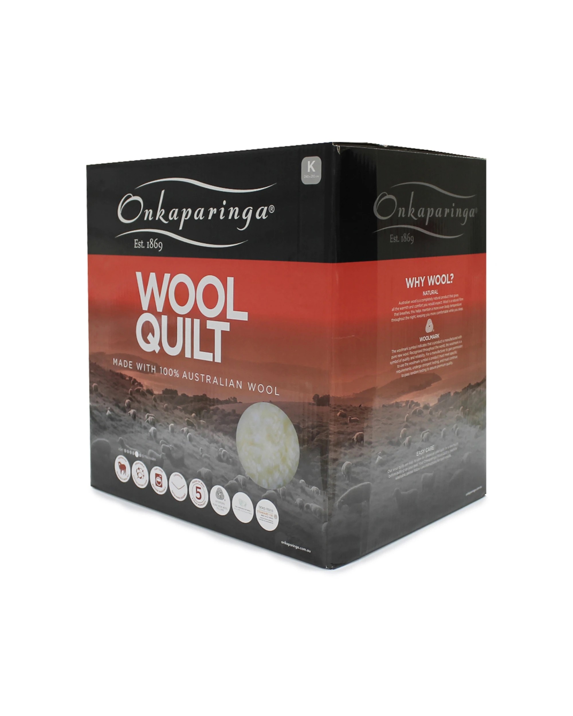 2 Onkaparinga Winter Satin Wool-Filled Quilt - White, 2 of 2