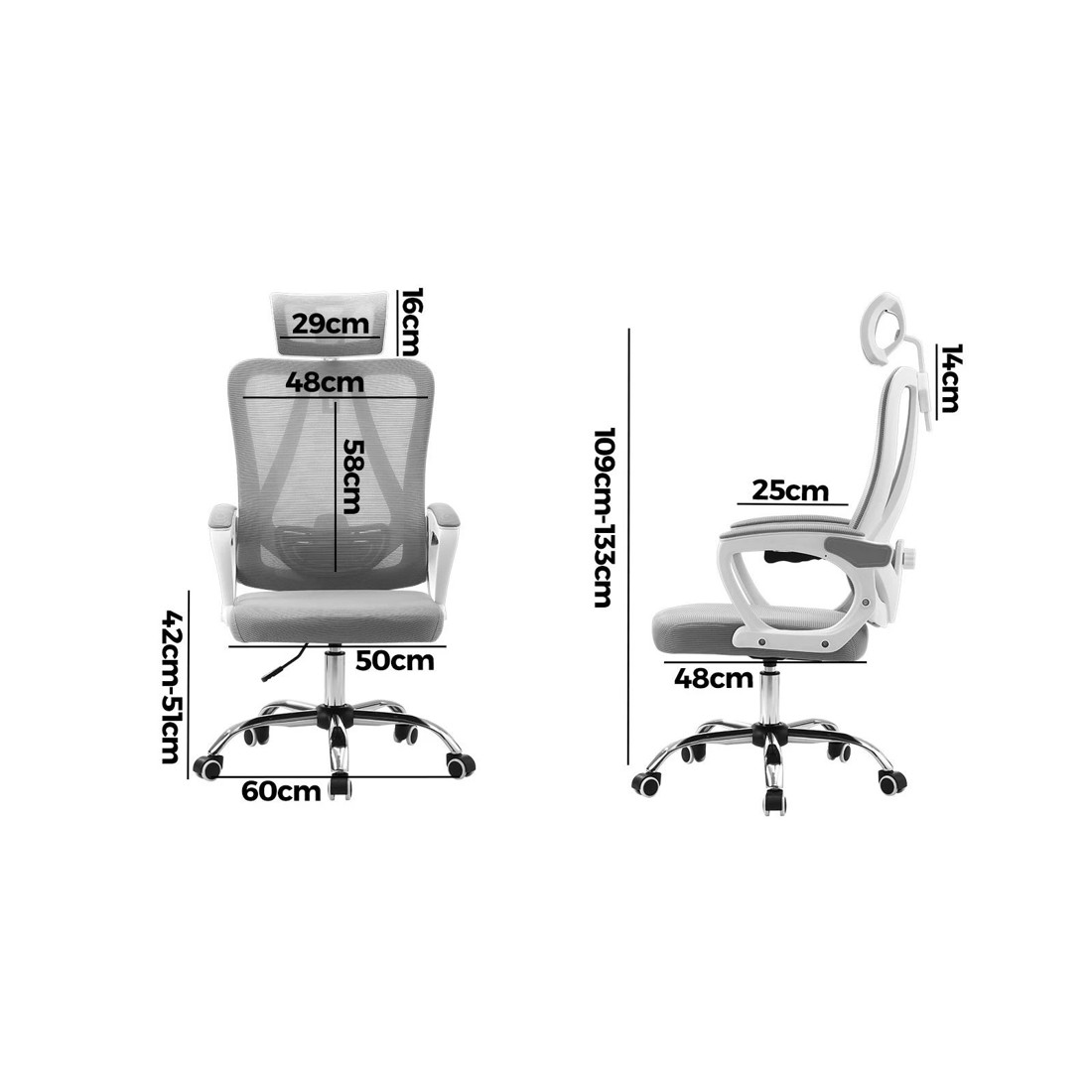 10 Oikiture Mesh Office Chair Adjustable Lumbar Support Reclining
 - White, 10 of 10