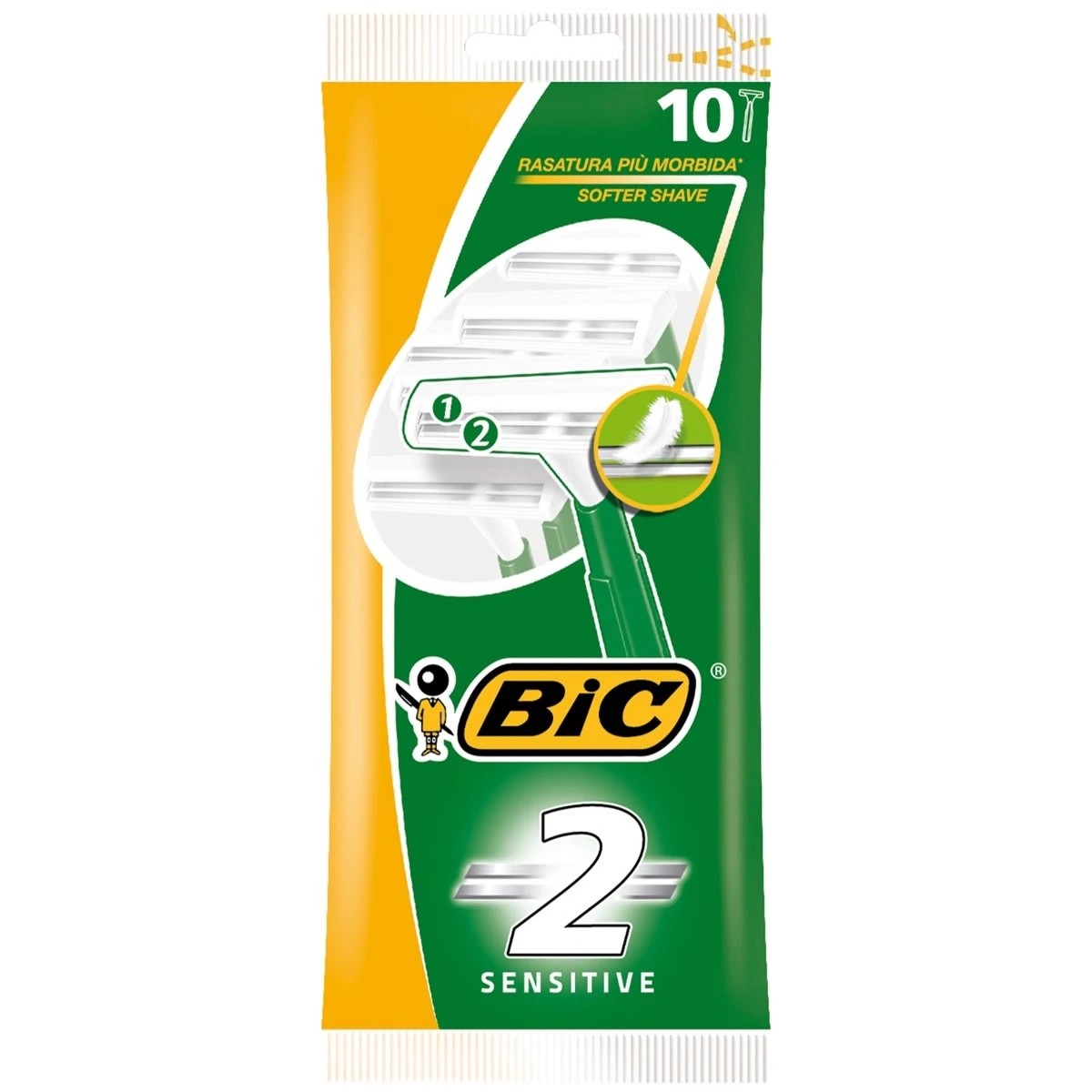 1 10 Pack BIC Twin Easy Sensitive Disposable Razors, 1 of 4