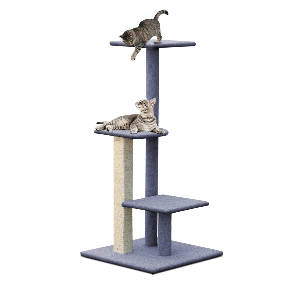 1 i.Pet Cat Tree 124cm Scratching Post Tower Scratcher Trees Wood Condo - Grey, 1 of 7
