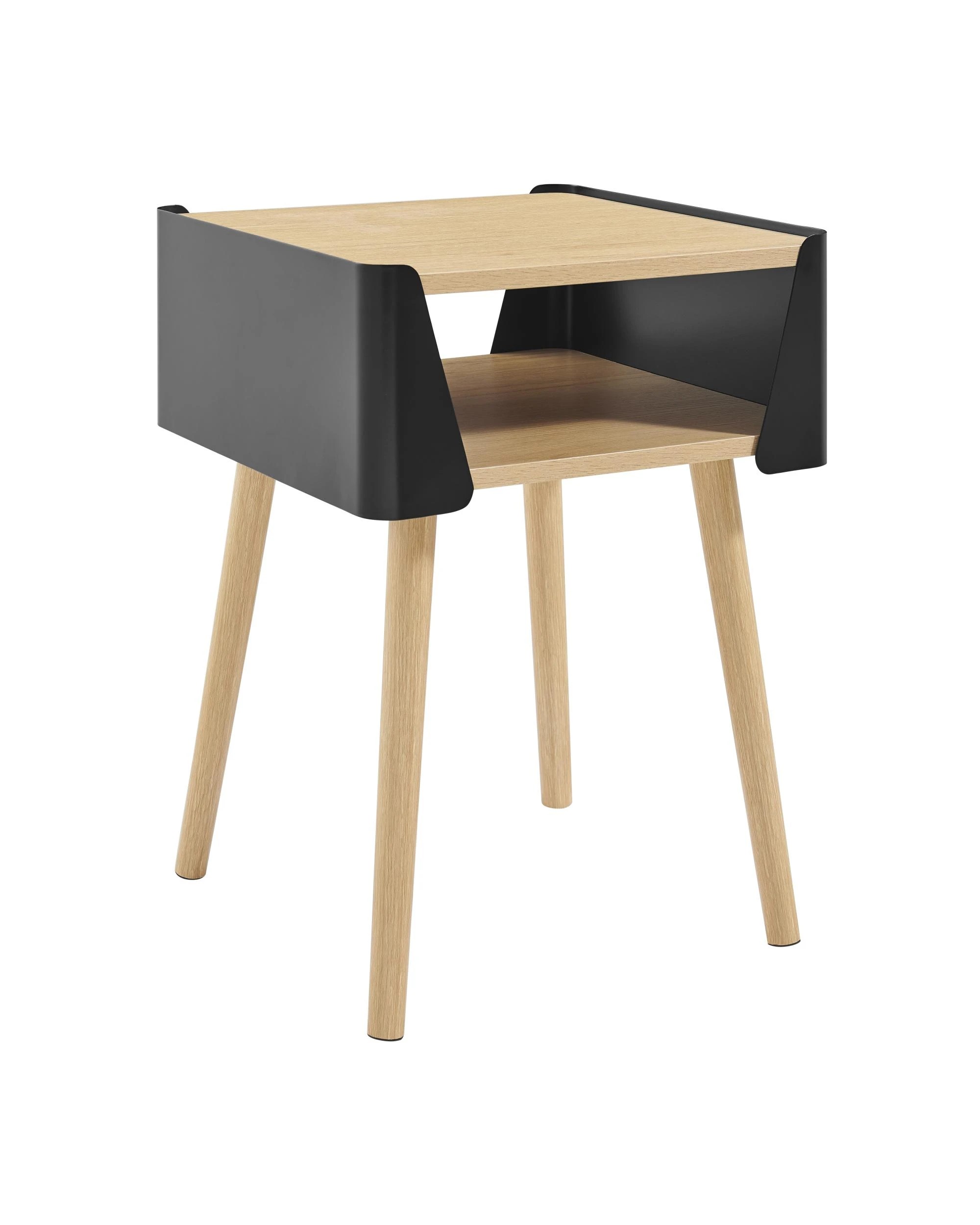 1 Kodu Side Table Bedside Shelf Square - Black, 1 of 9
