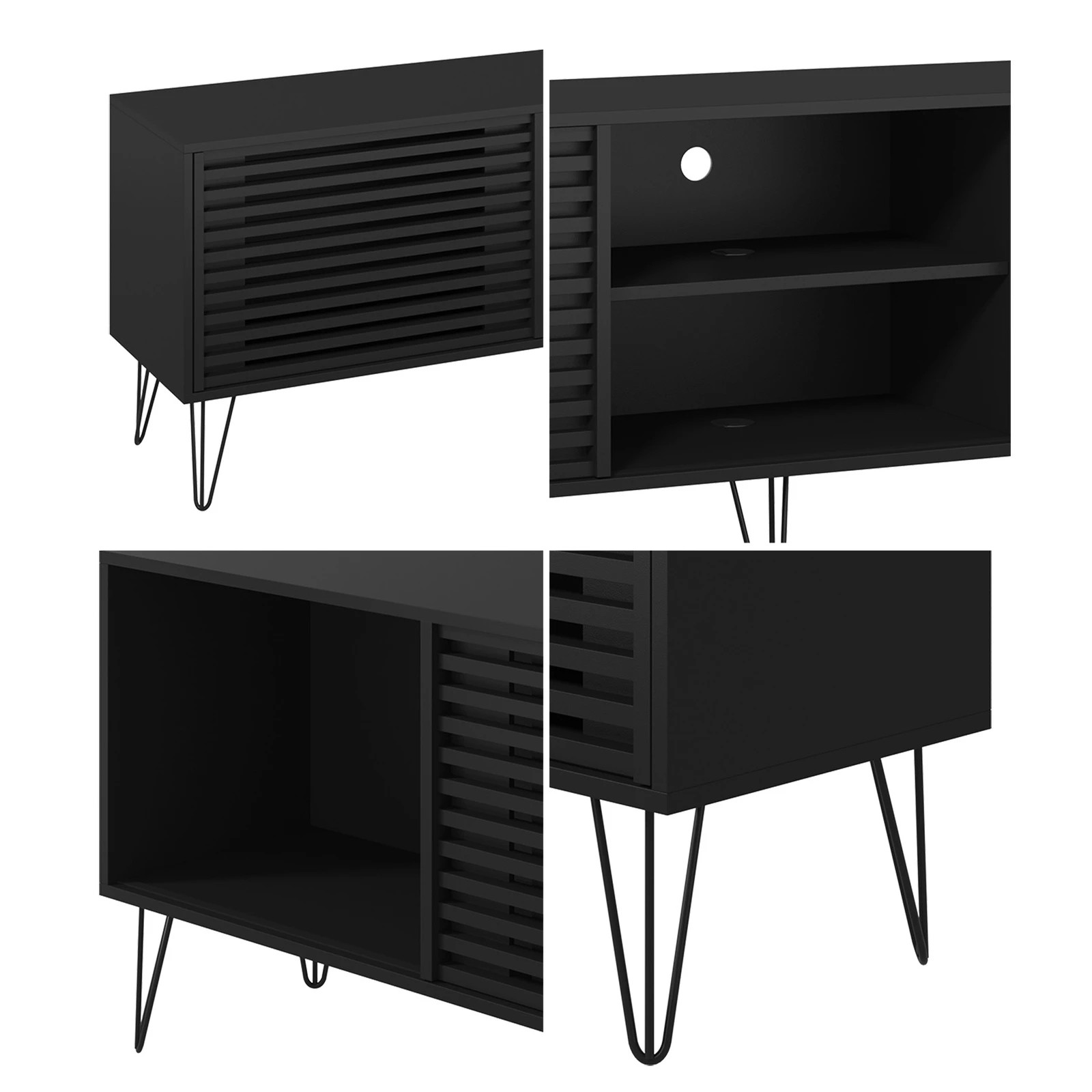 4 Oikiture Entertainment Unit Tv Cabinet 180cm
 - Black, 4 of 9