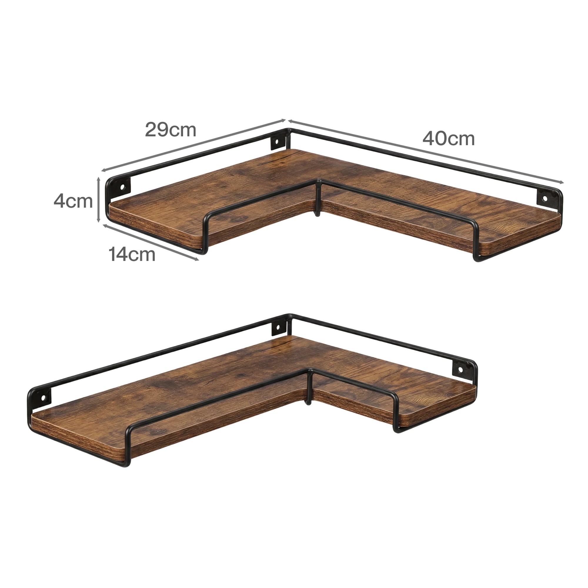 3 Levede Floating Shelves Set Of 2 L-Shaped Corner Shelves For WallRustic Brown And - Black, 3 of 5