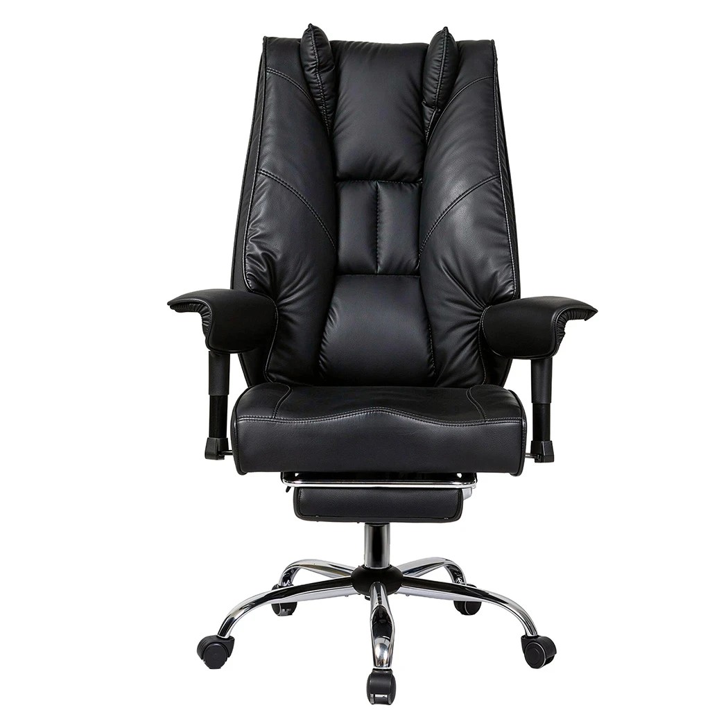 2 Levede High Back PU Leather Executive Desk Chair with Adjustable Armrests,Black, 2 of 8