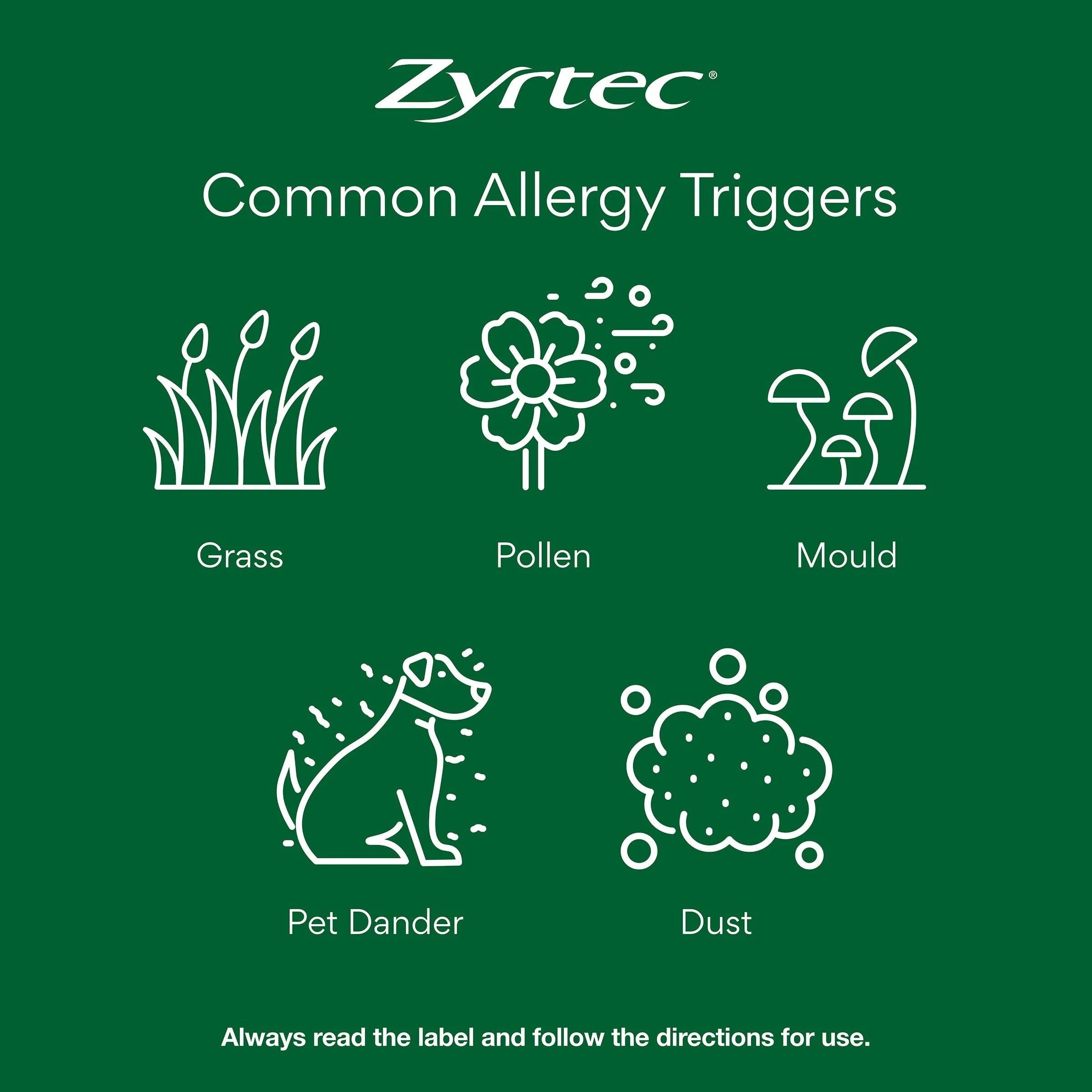 6 5 Pack Zyrtec Rapid Acting Hayfever Allergy Relief Antihistamine Mini Tablets - Green, 6 of 6