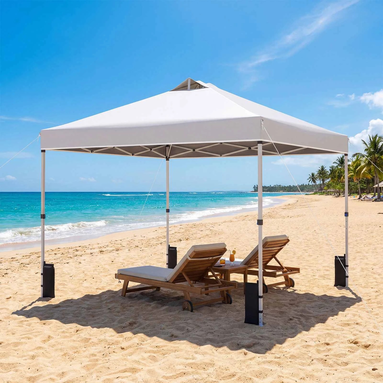 2 Costway 3x3M Pop Up Canopy Tent Instant Gazebo Metal Portable Sunshade Shelter - White, 2 of 2