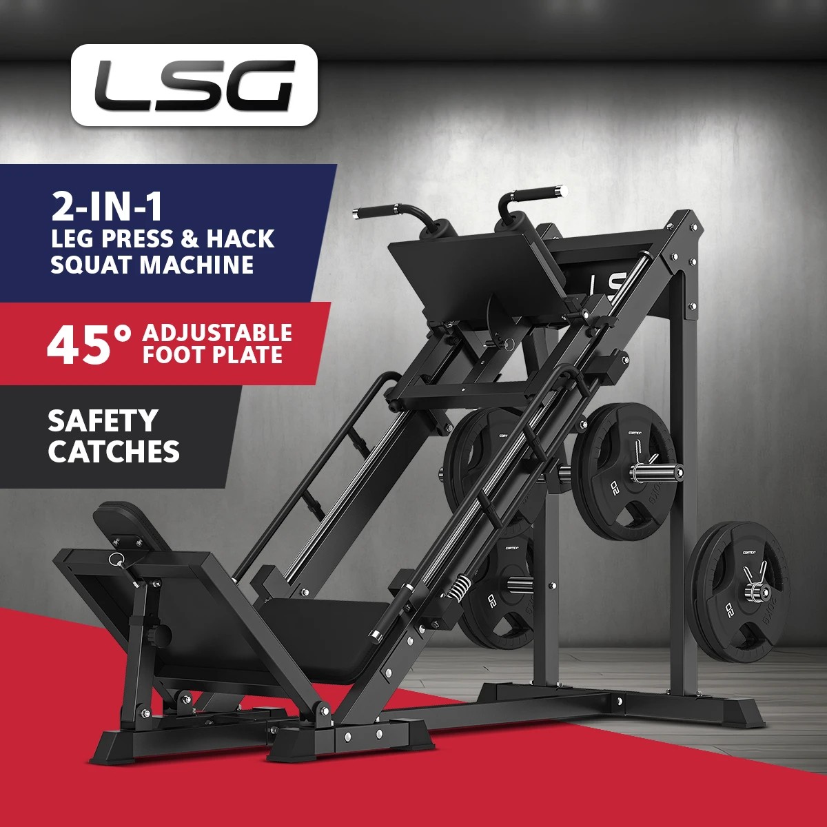2 LSG GLP100 Seated Leg Press & Hack Squat Machine Machine - Black, 2 of 9