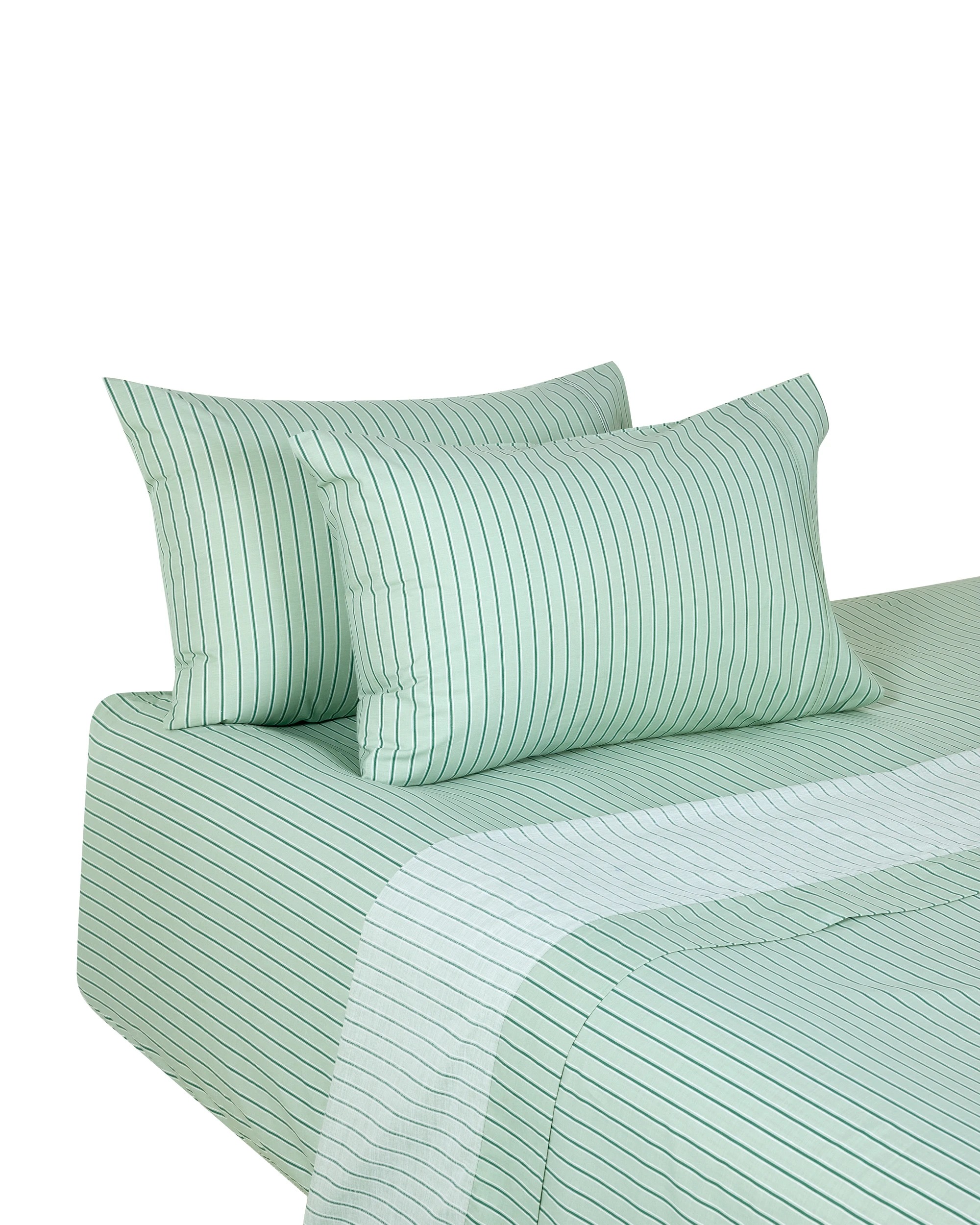 5 225 Thread Count Cotton Stripe Sheet Set - King Bed, Sage, 5 of 6