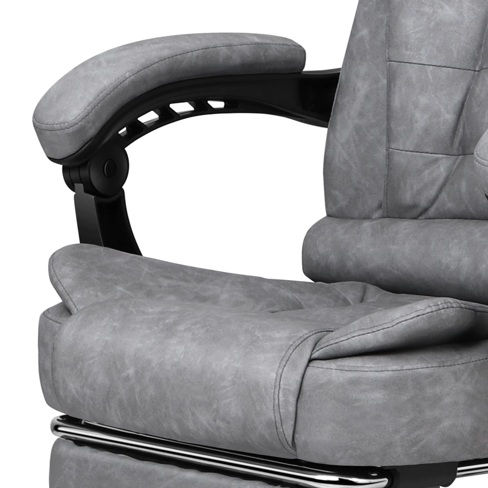 6 Alfordson Massage Office Chair Vintage Grey Leather Footrest Executive Race Seat - Grey, 6 of 10