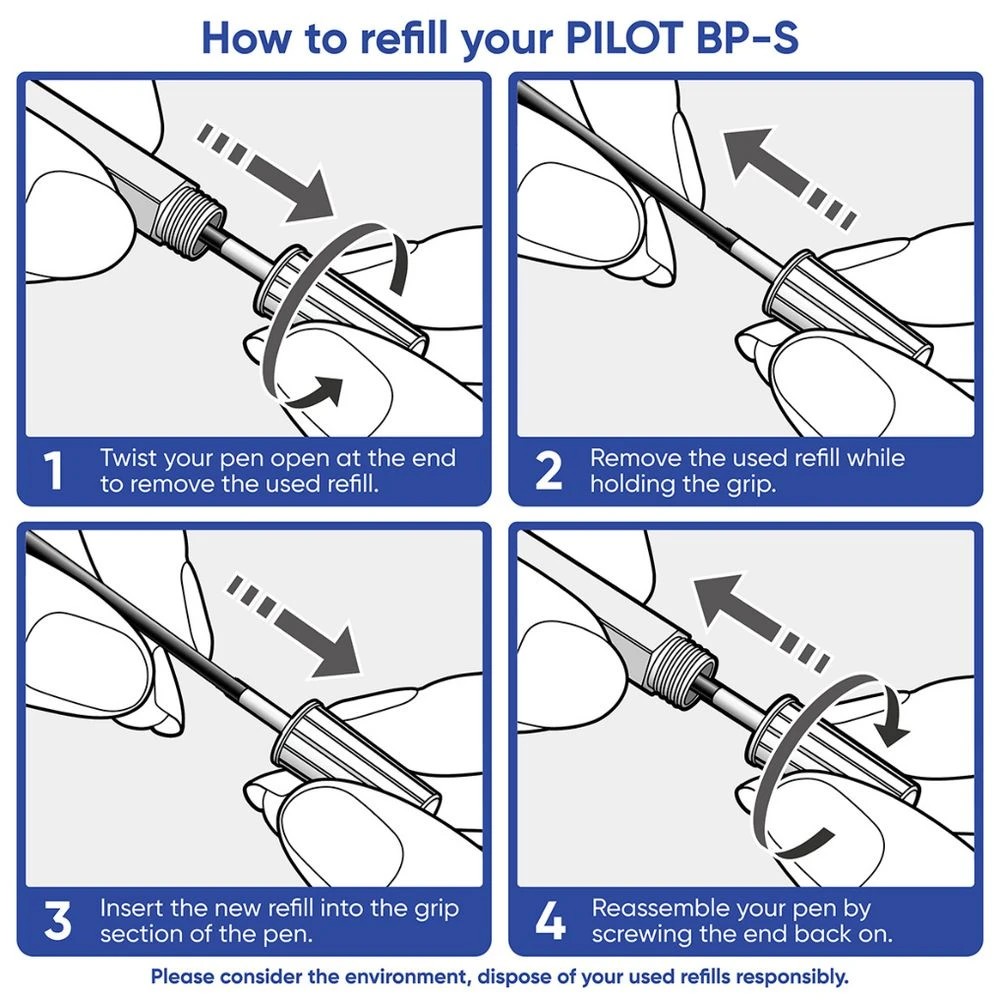 8 PILOT BP-S Ballpoint Pen Fine 0.7mm Black 4 Pack, 8 of 8