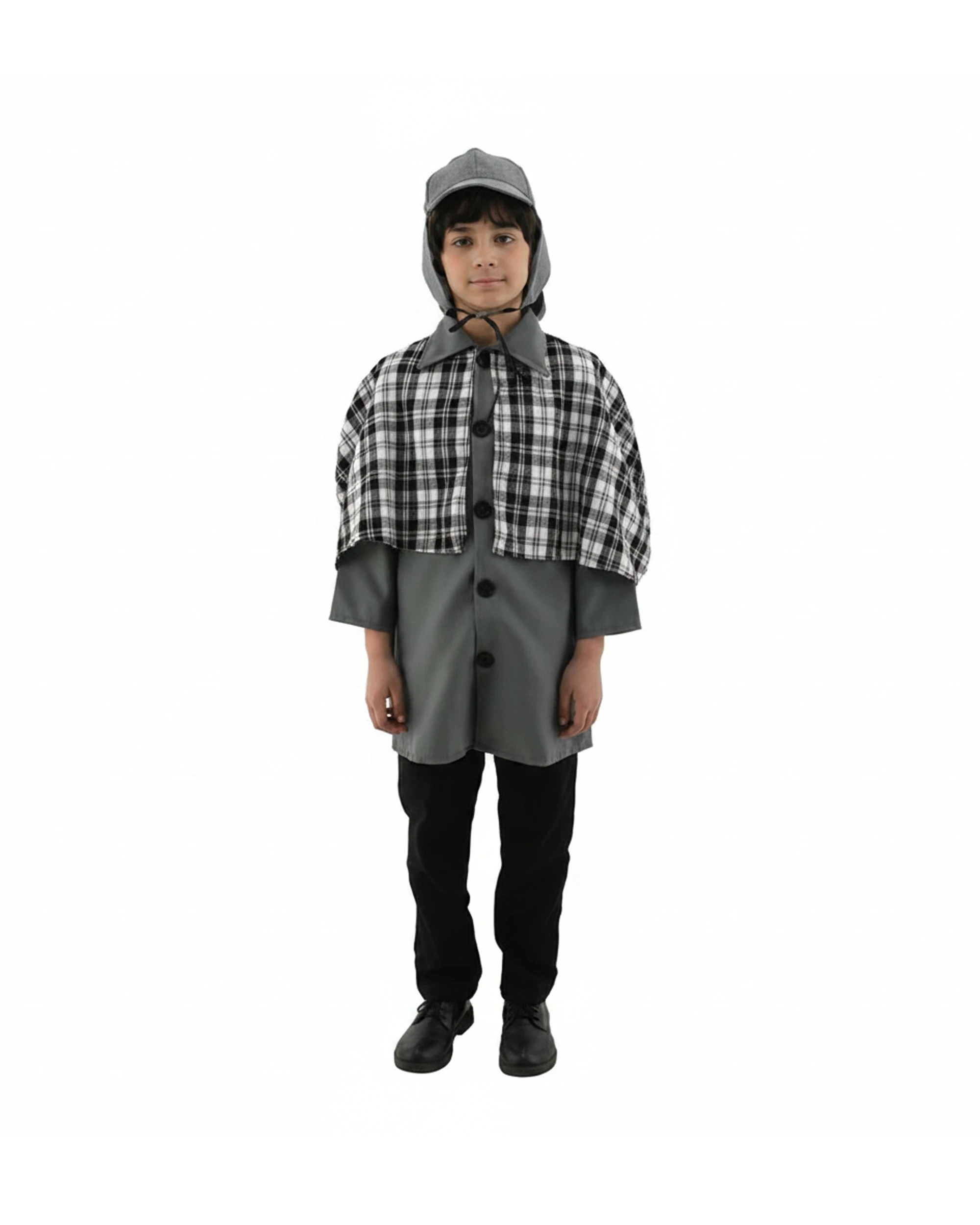 1 Oceana Kids Victorian Detective Costume Plaid XX Large 152x64cm - Grey, 1 of 1