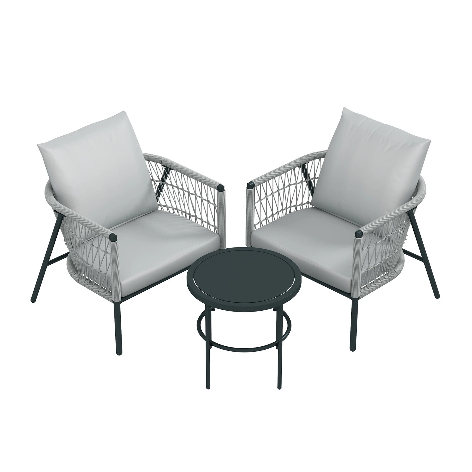 2 Arcadia Furniture Reims 3 Piece Patio Outdoor Weather Resistant Set Stylish - Grey - Grey, 2 of 10