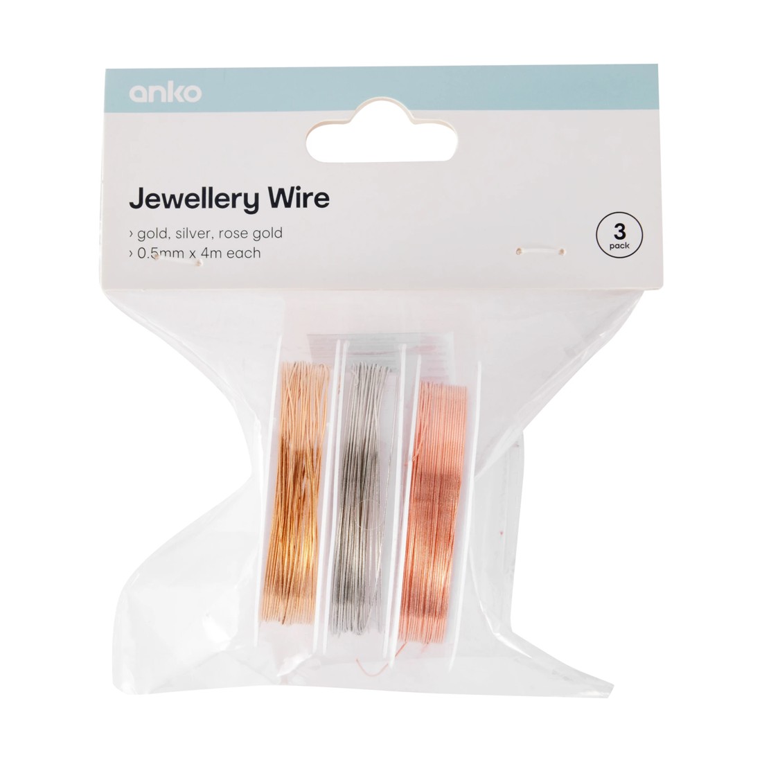 1 3 Pack Jewellery Wire - Gold Look, Silver Look and Rose Gold Look, 1 of 6
