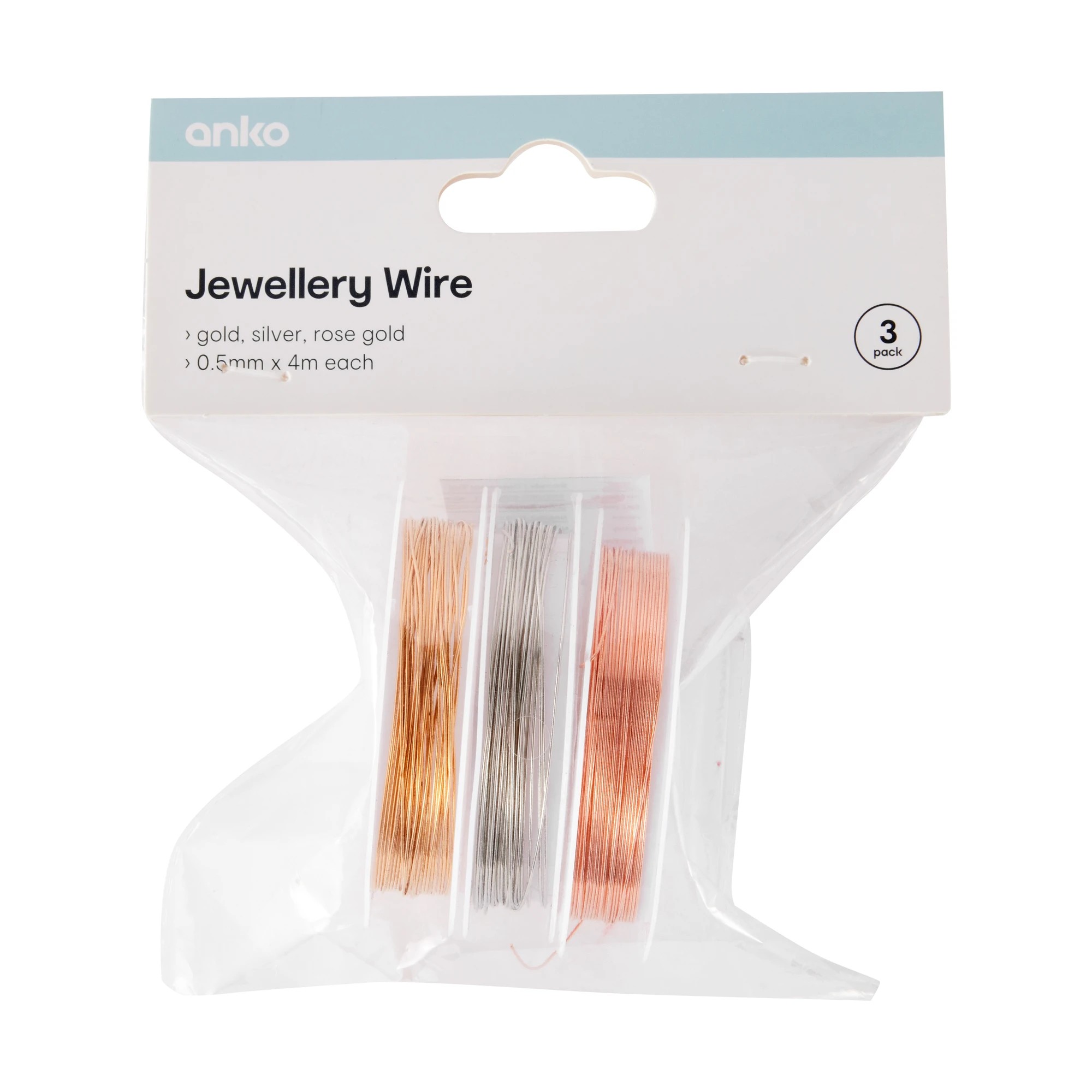 1 3 Pack Jewellery Wire - Gold Look, Silver Look and Rose Gold Look, 1 of 6