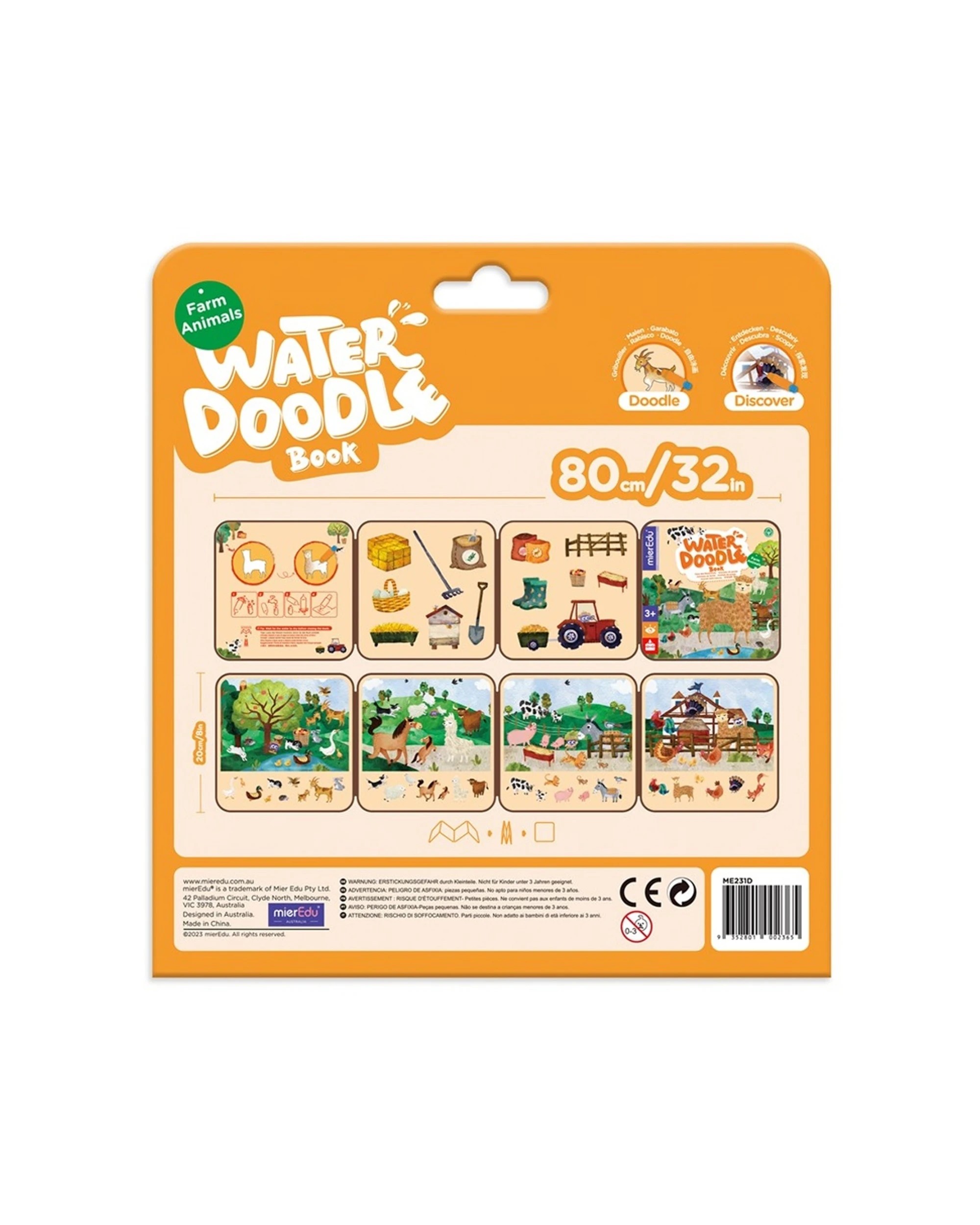 2 Mieredu Water Doodle Book Farm Animals Reusable Colouring Mess-Free, 2 of 3