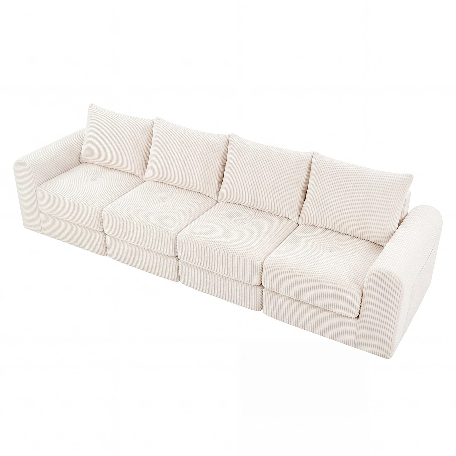 1 Advwin 300cm Modular Sectional 4 Seater Sofa Convertible Floor Sofa Bed Boneless Cloud Couch - Beige, 1 of 7