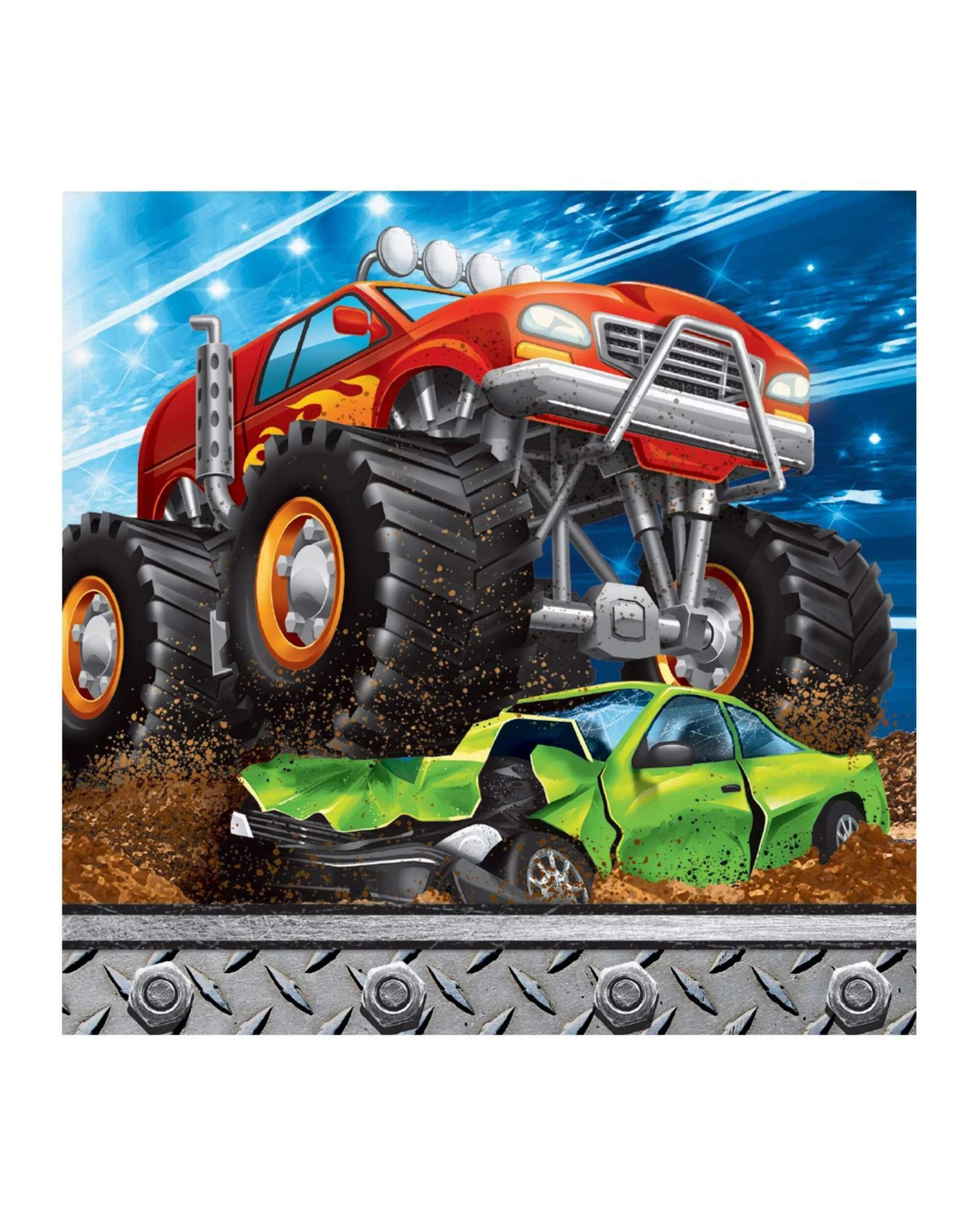 1 Creative Converting Monster Truck Rally Small Napkins Serviettes Pack of 16, 1 of 1