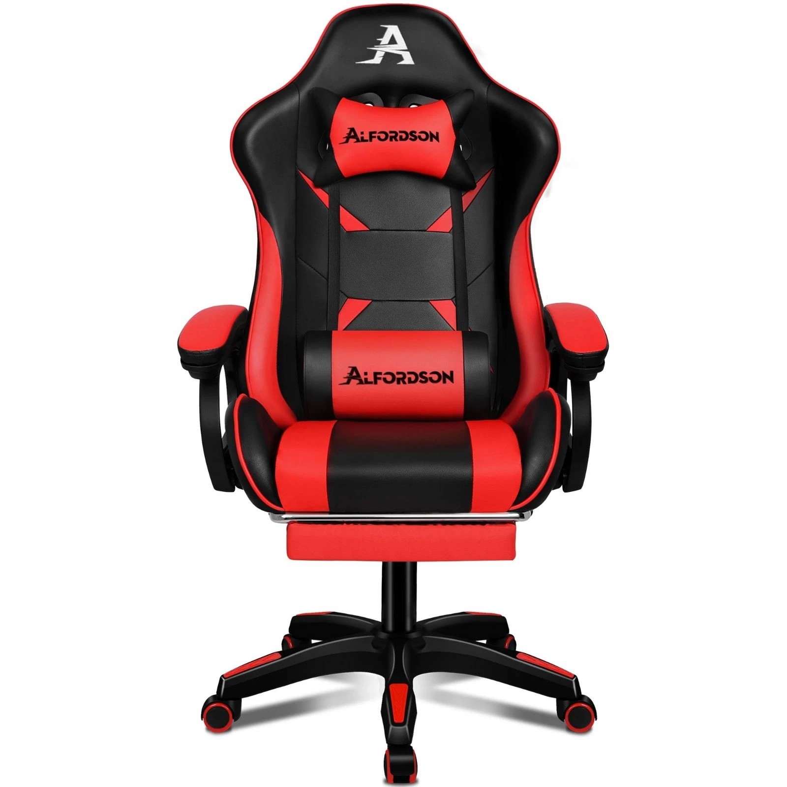 5 Alfordson Gaming Office Chair Racing Massage Computer Seat Footrest Leather - Red, 5 of 10