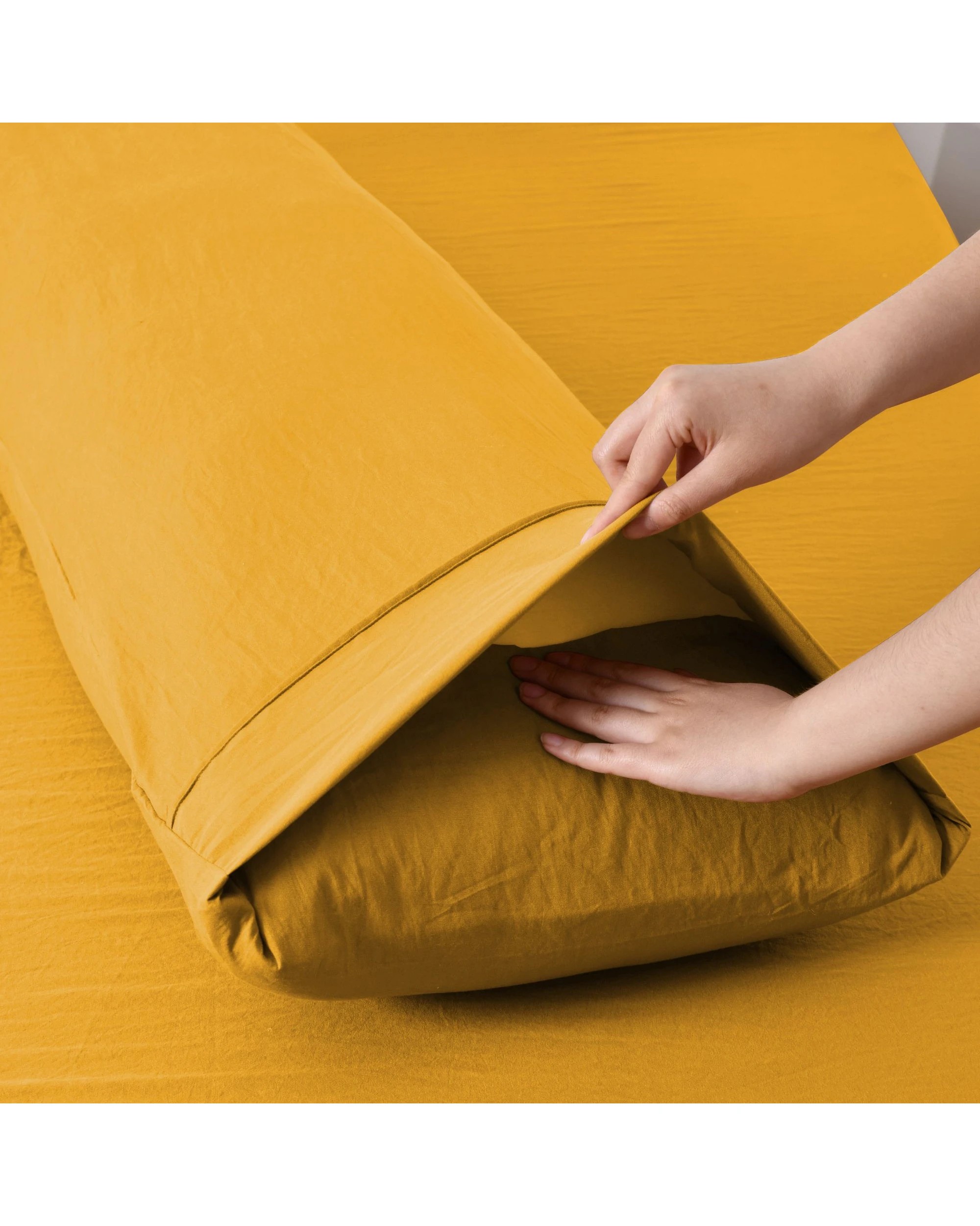 4 Dreamaker Superfine Washed Microfibre Body Pillowcase Twin Pack - Mustard, 4 of 5