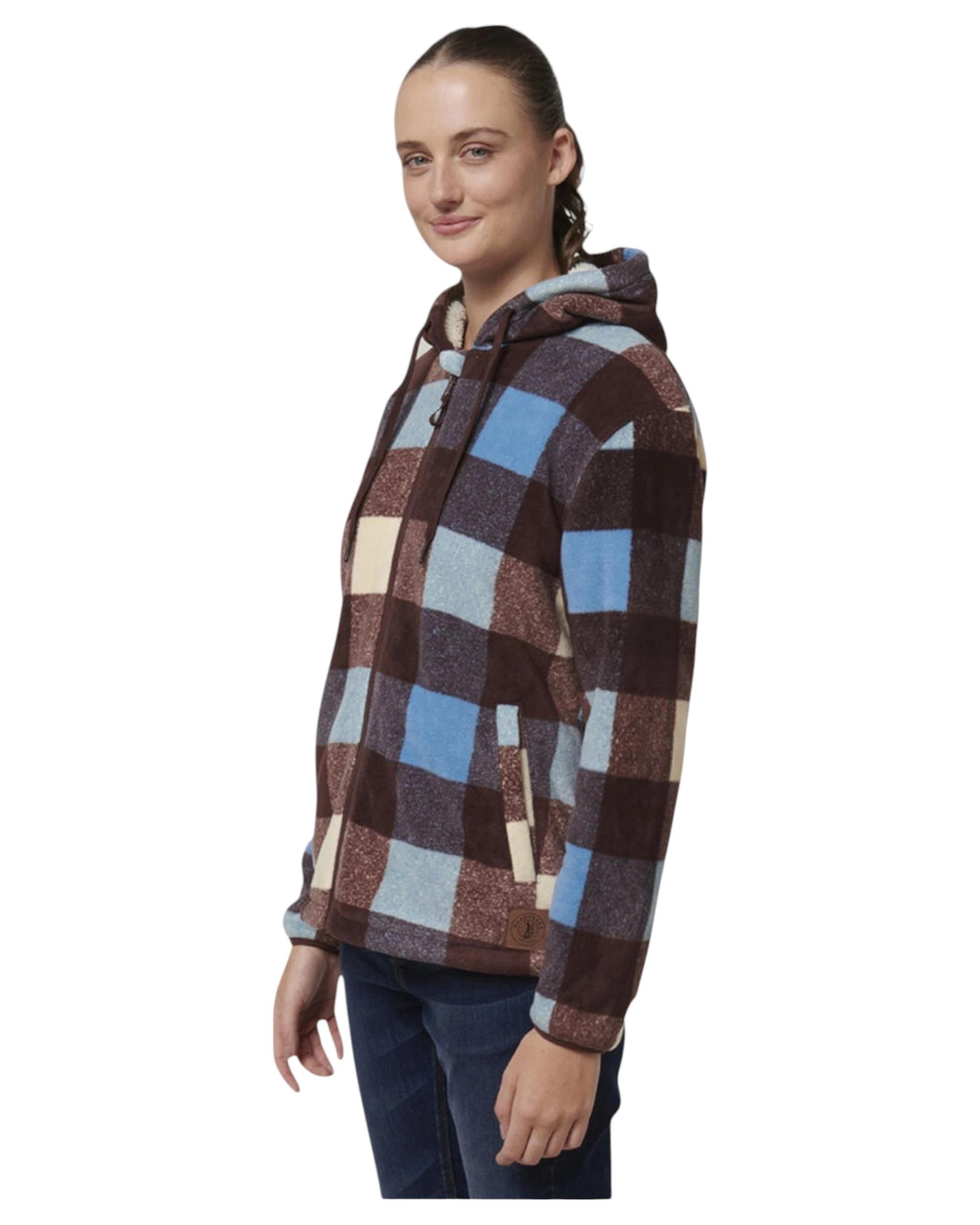 10 Hard Yakka Womens Check Zoodie Fleece Zip Up Hoodie Mocha MOCHA, 10 of 10