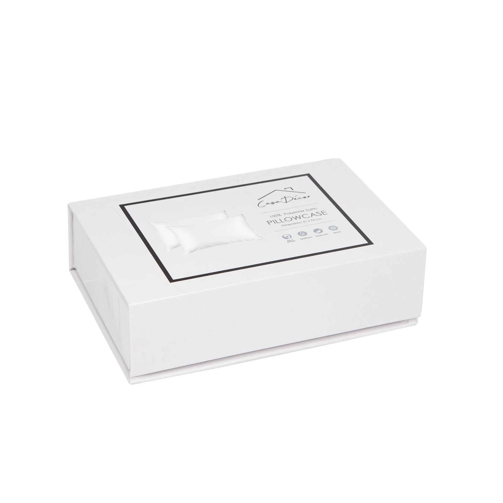 9 Casa Decor Luxury Satin Pillowcase Set With Gift Box Luxury Bedding  Twin Pack - White, 9 of 10