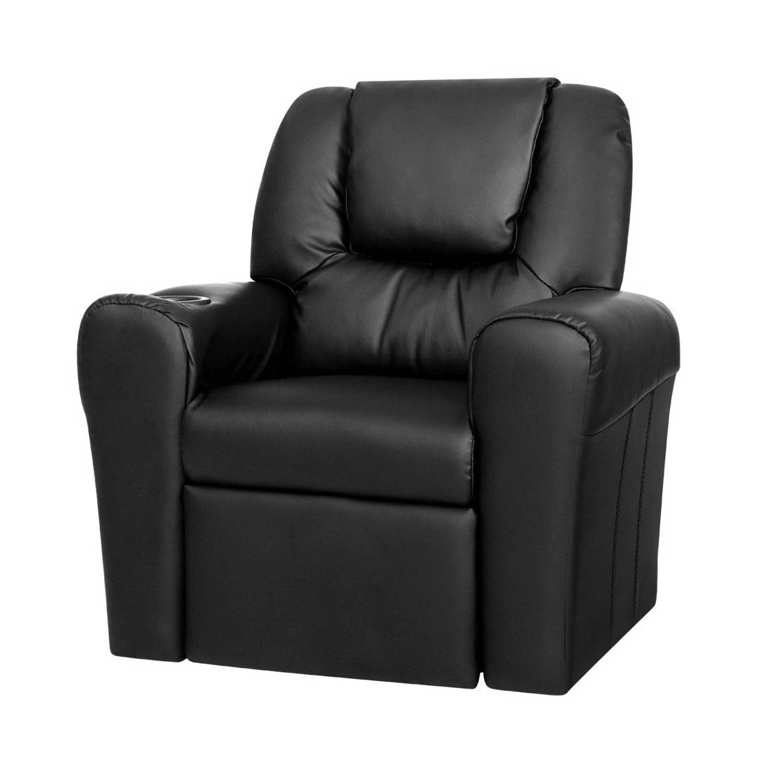 1 Keezi Kids Recliner Chair PU Leather Sofa Lounge Couch Children Armchair - Black, 1 of 7