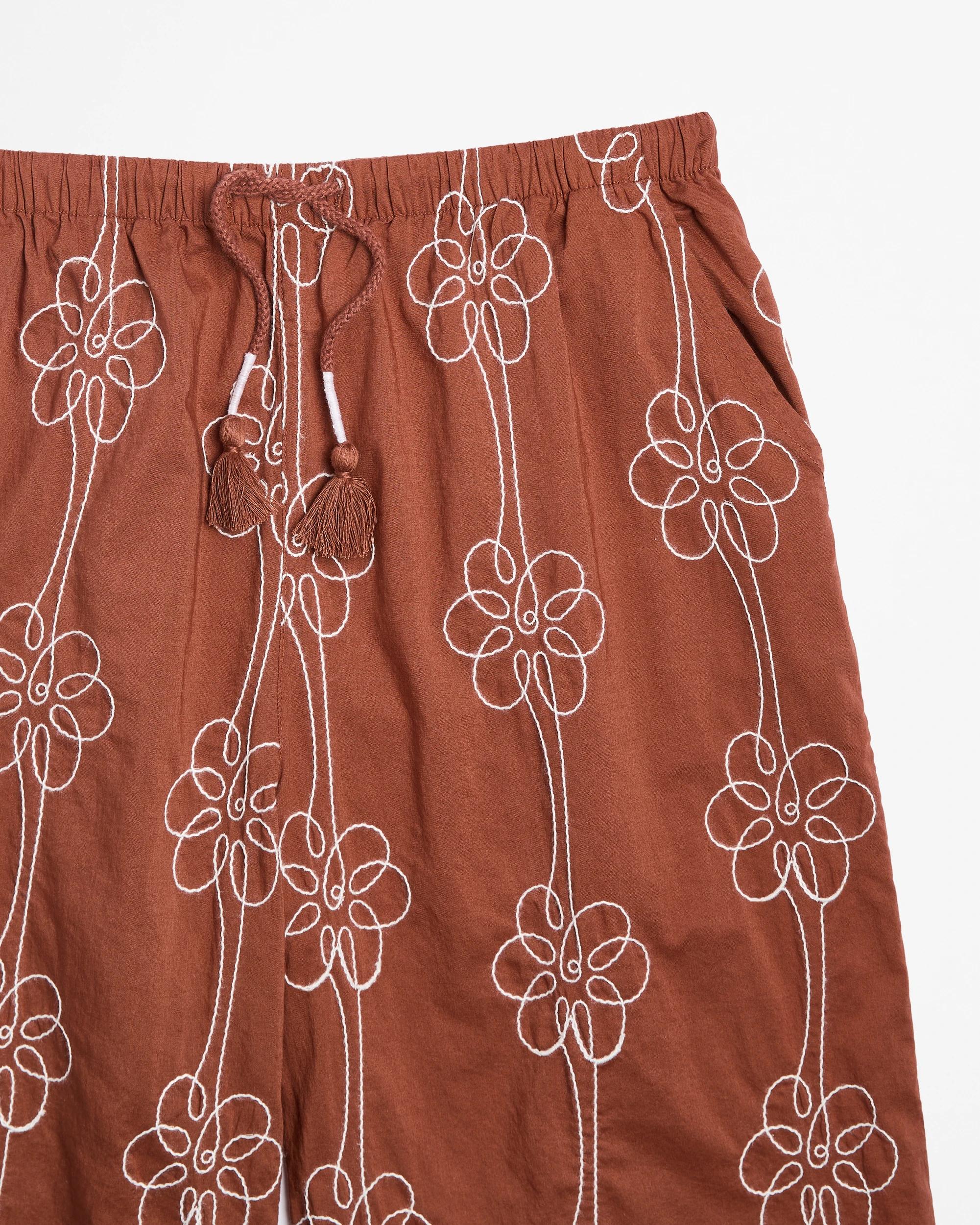 6 Target Australian Cotton Embroidered Wide Leg Pant BROWN, 6 of 6