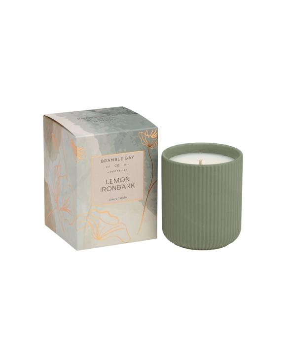 Bramble Bay Native Plum Lemon Ironbark Scented Ceramic Soy Wax Candle 270g - Green