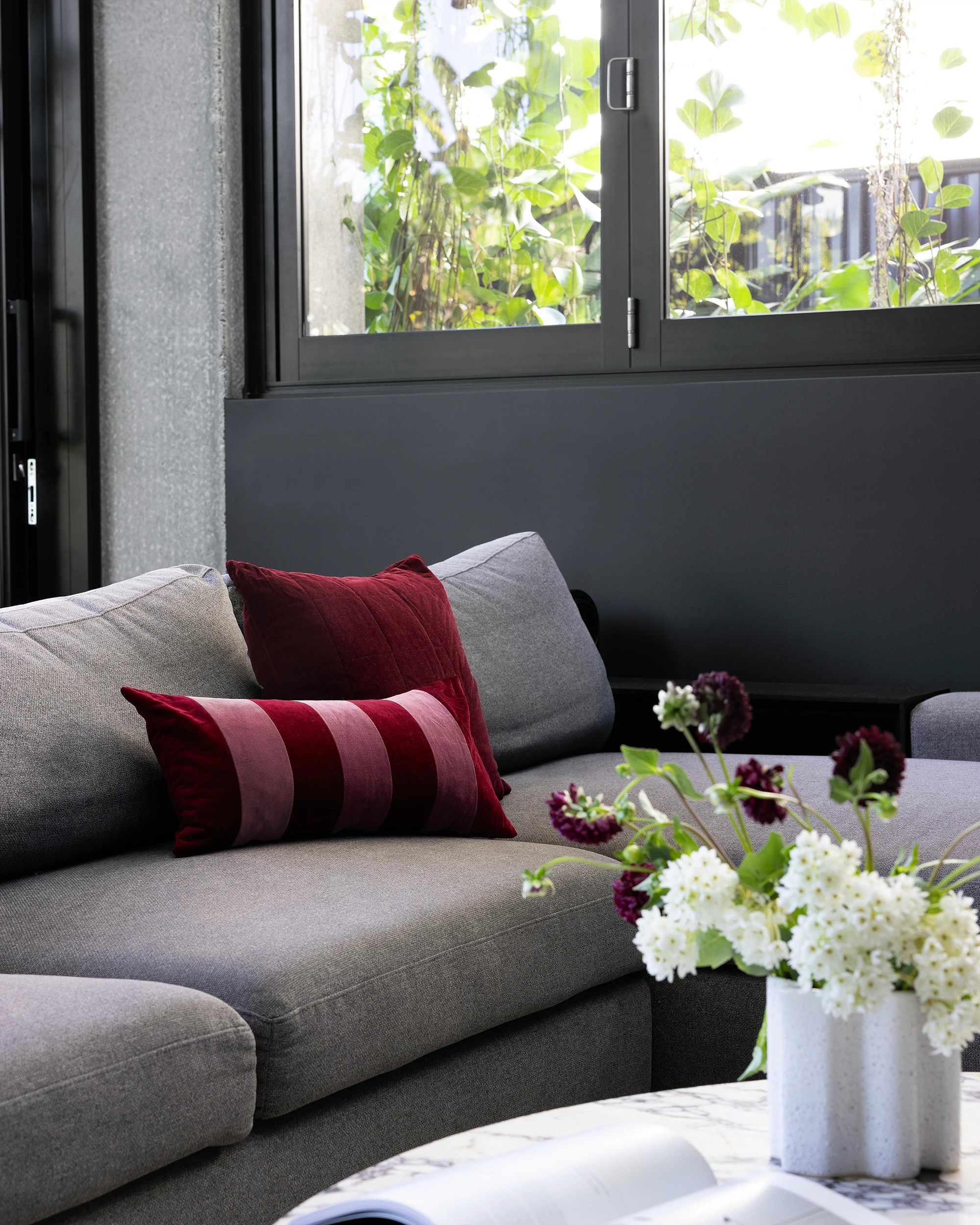 2 Bambury Cooper Decorative Rectangle Cotton Velvet Sofa Cushion 30x60cm Berry - Red, 2 of 5