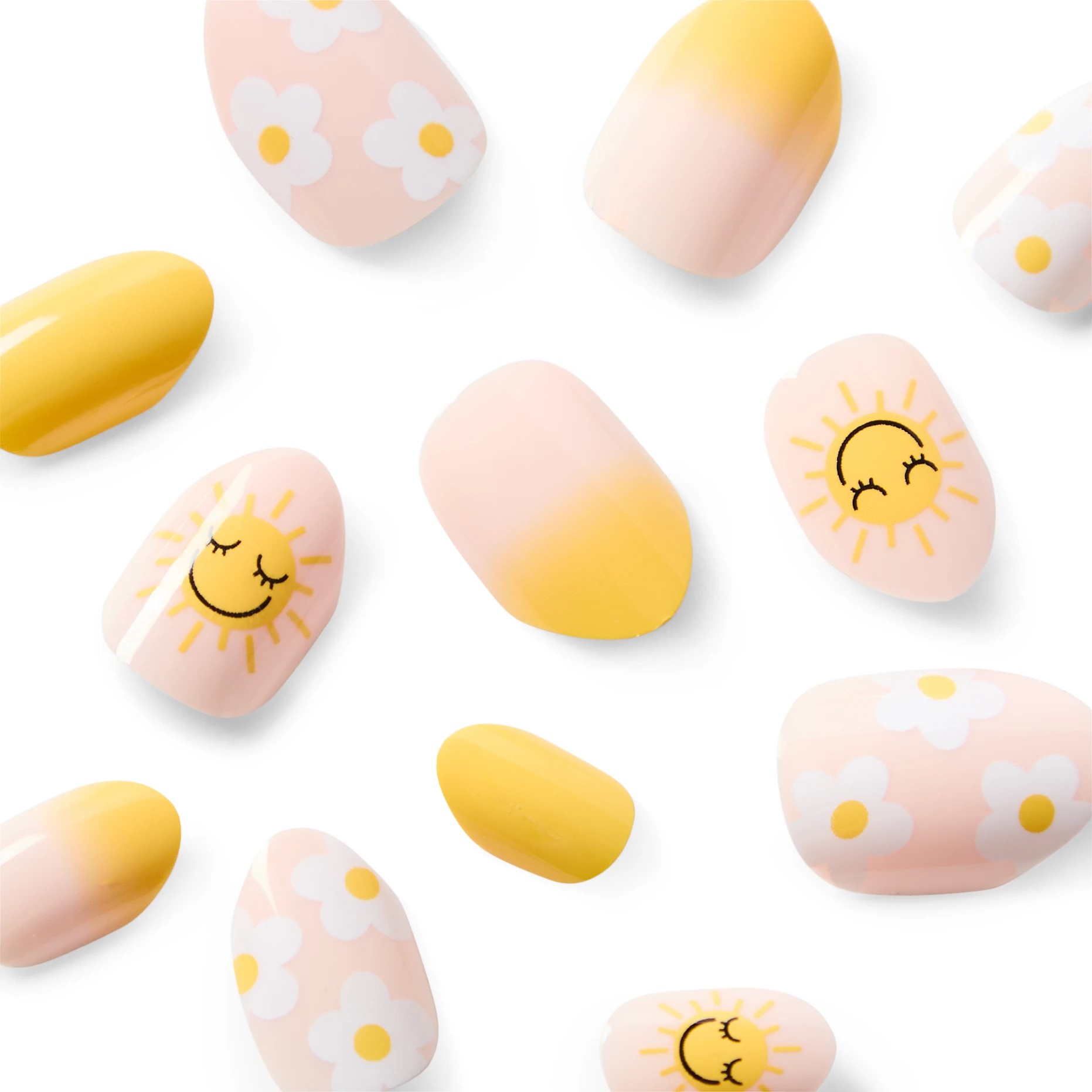 3 OXX Junior 24 Pack Kids Pre-Glued Stick-On Nails - Sunshine and Daisies, 3 of 4