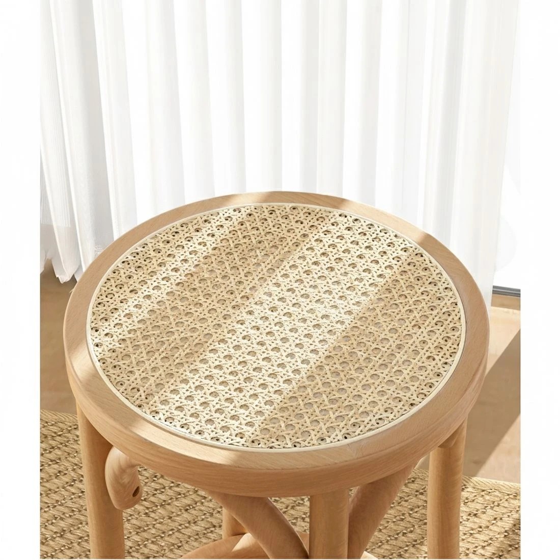 3 Artiss 2x Bar Stoosl Rattan Seat Wooden - Natural, 3 of 5