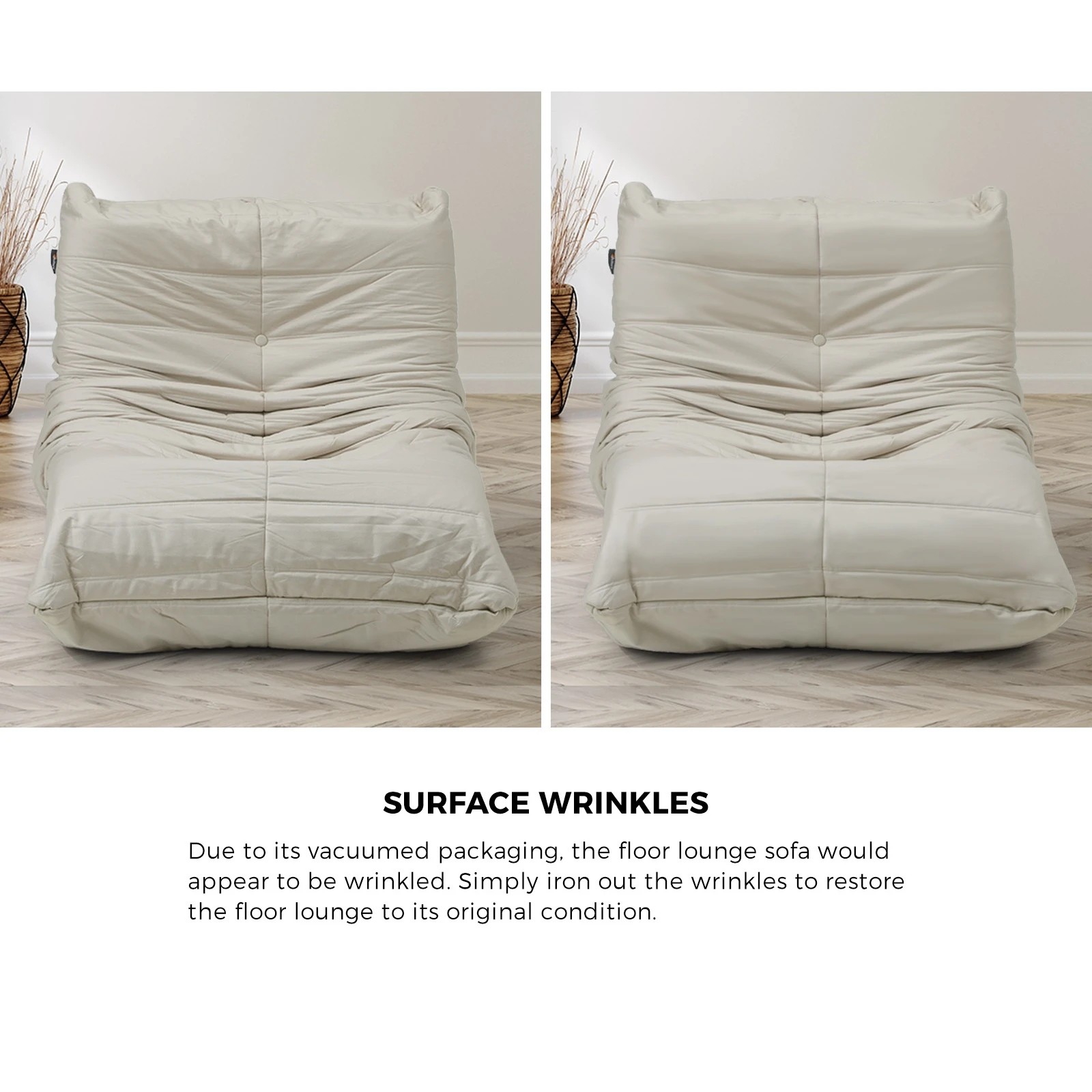 7 Oikiture Floor Sofa Accent Chair Lazy Lounge - Beige, 7 of 9