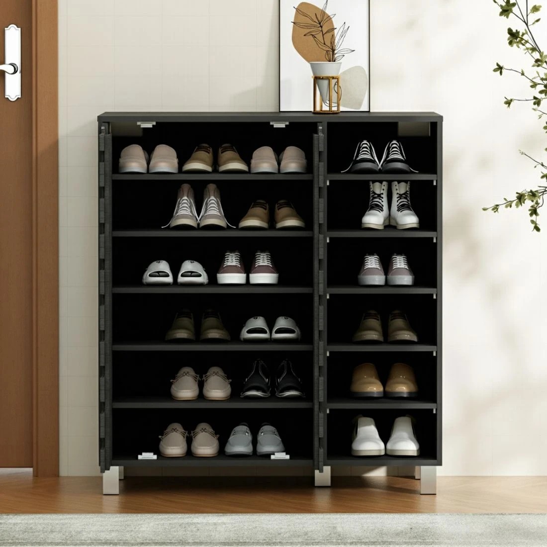 5 Artiss Shoe Rack Cabinet 6 Tier Storage Shelf - Black, 5 of 5