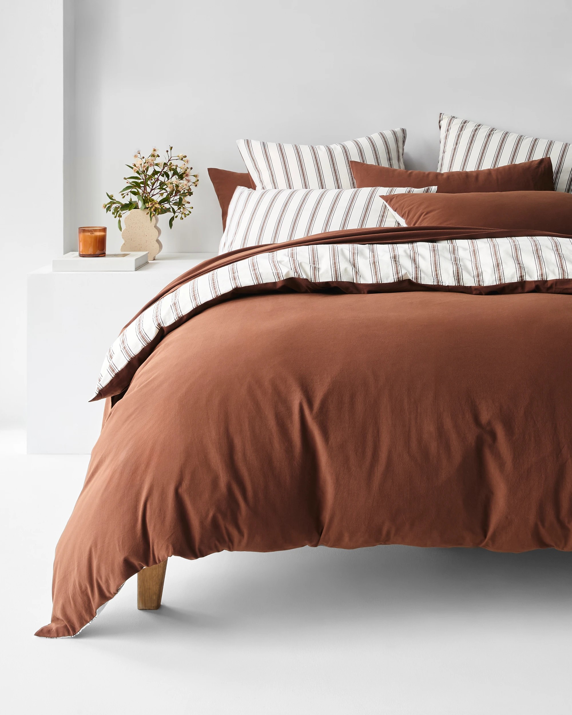 1 Arlo Cotton Stonewash Quilt Cover Set - Queen Bed - Brown, 1 of 7