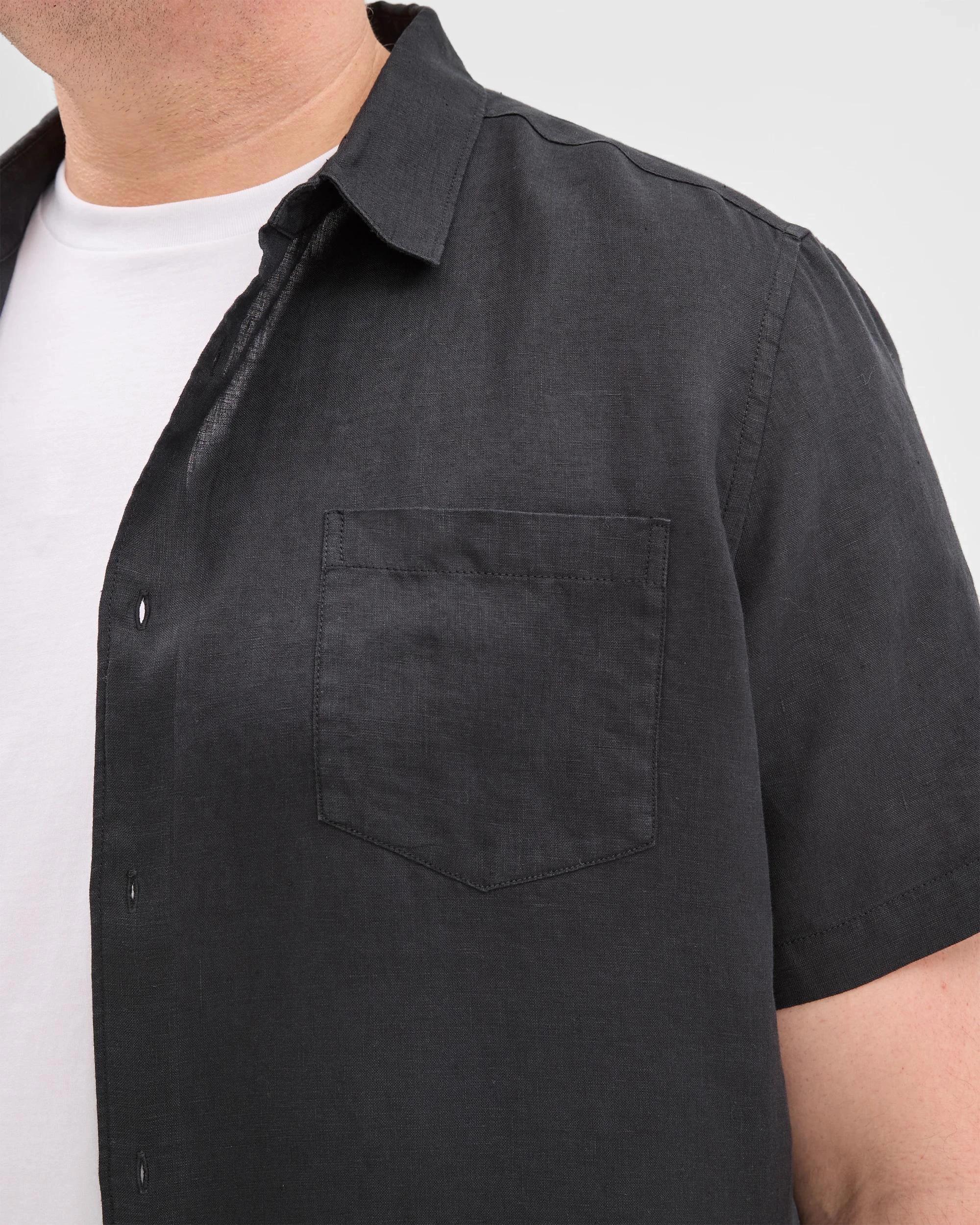 3 Target Man Plus Plus Size European Linen Shirt BLACK, 3 of 5