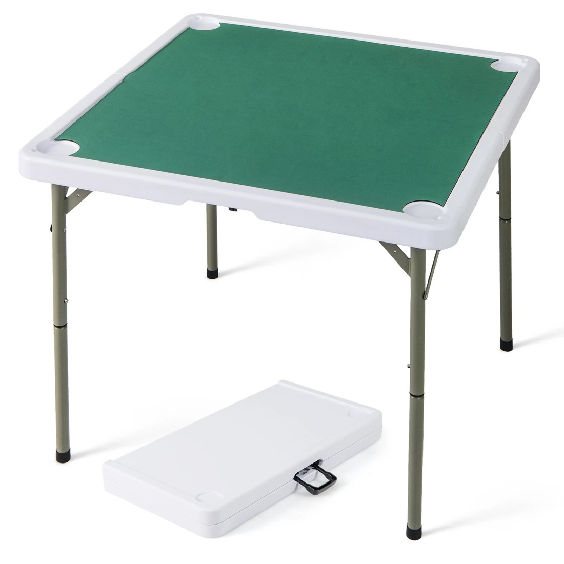 1 Costway Folding Mahjong Table 4 Player Game Card Table w/Cup Holders, 1 of 3