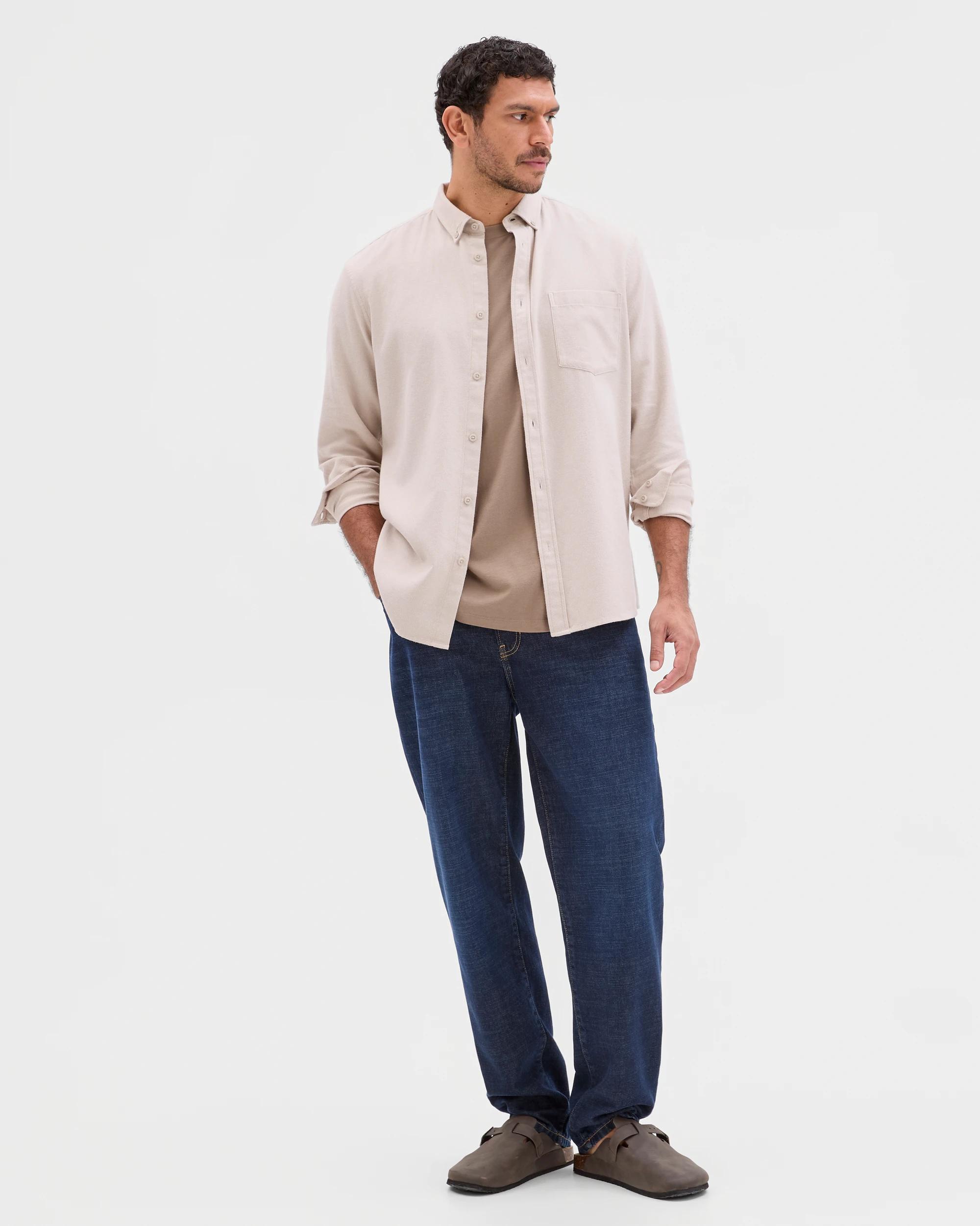 1 Target Australian Cotton Long Sleeve Oxford Shirt STONE, 1 of 6