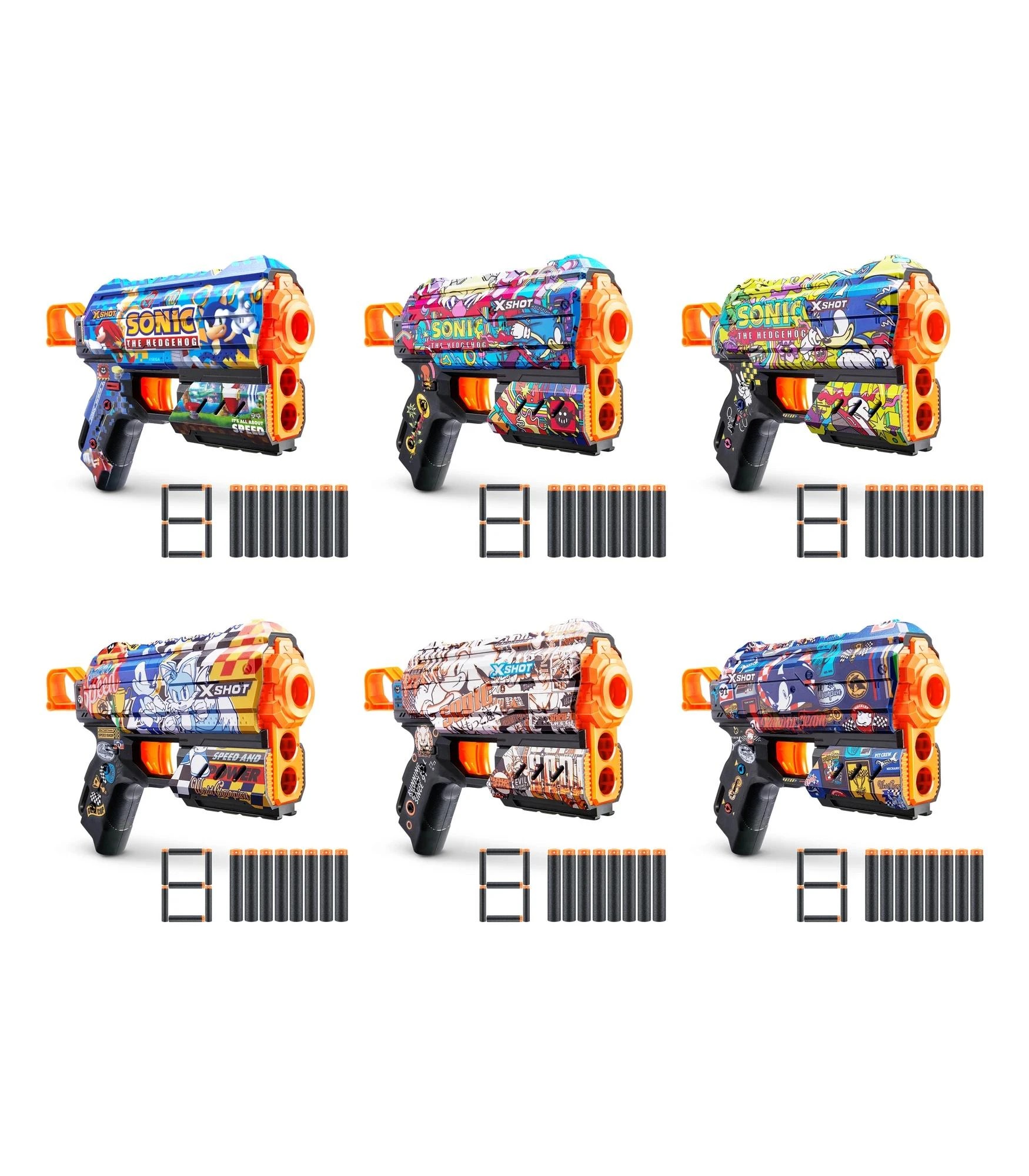 1 XSHOT Skins Flux Blaster - Mega Sonic Skin (8 Darts) by ZURU - Assorted* - Multi, 1 of 8