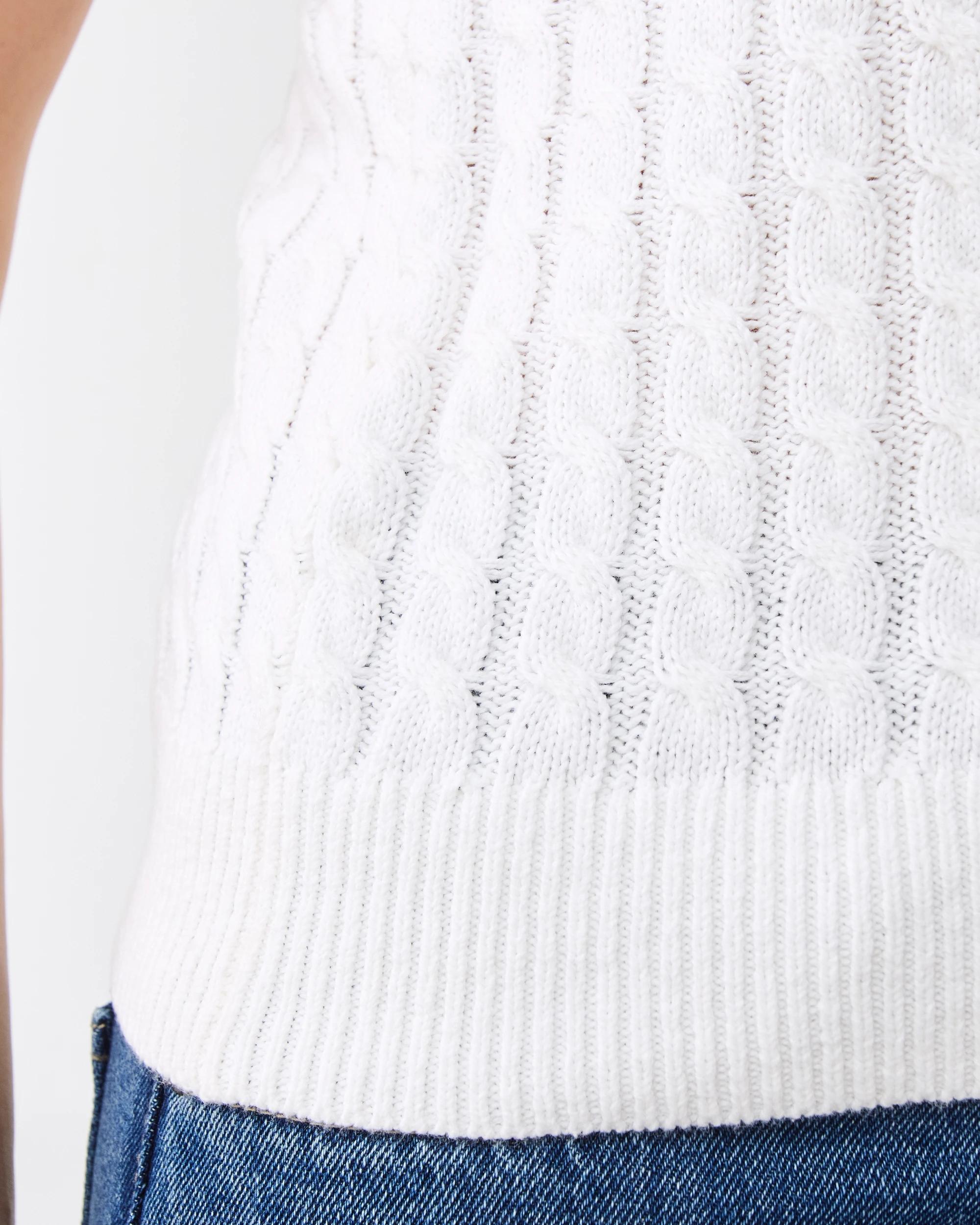 7 Short Sleeve Lightweight Cable Cardigan Cld White, 7 of 7