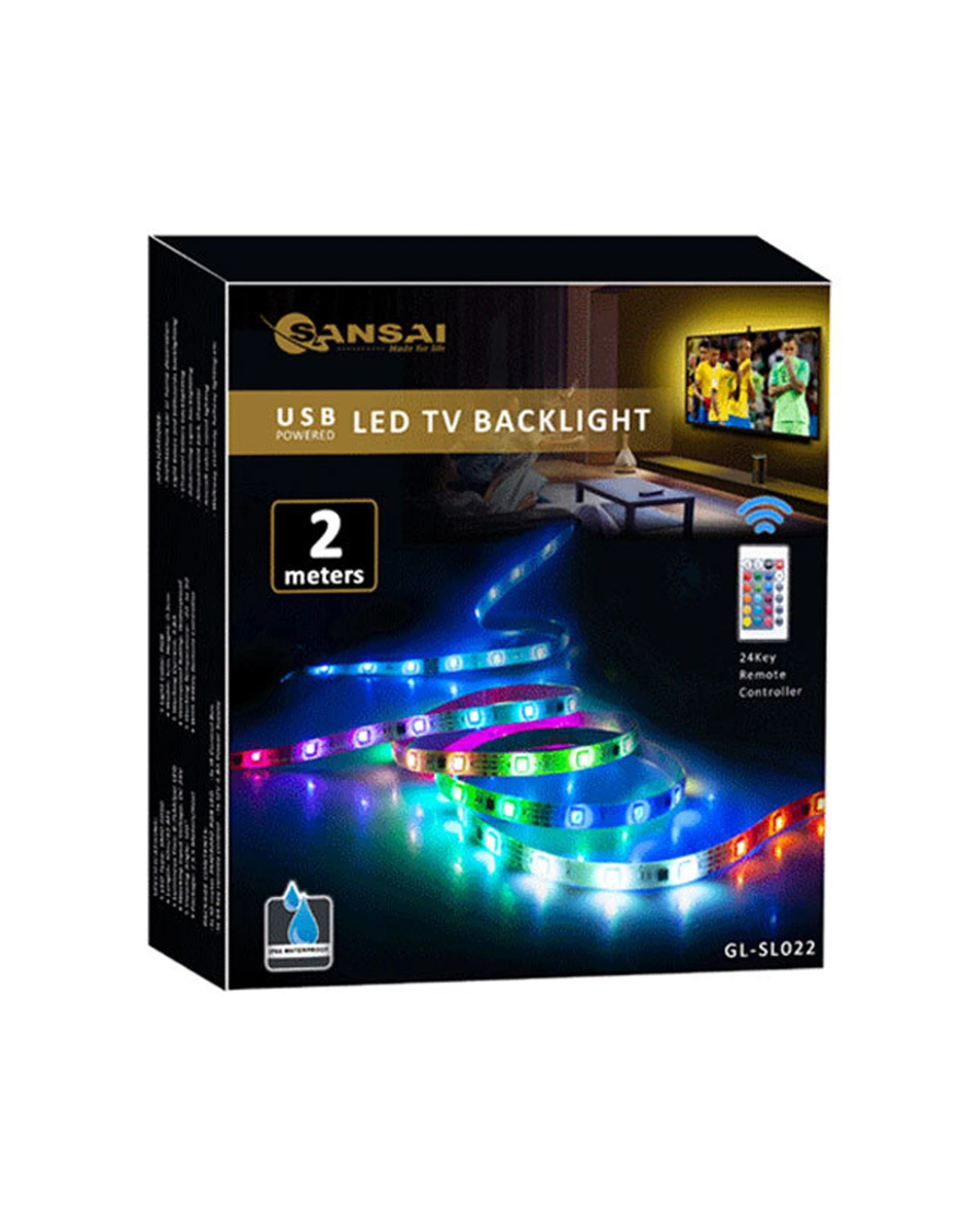 1 Sansai USB Powered RGB LED Light TV Backlight Strip Lights With Remote - Multi, 1 of 4