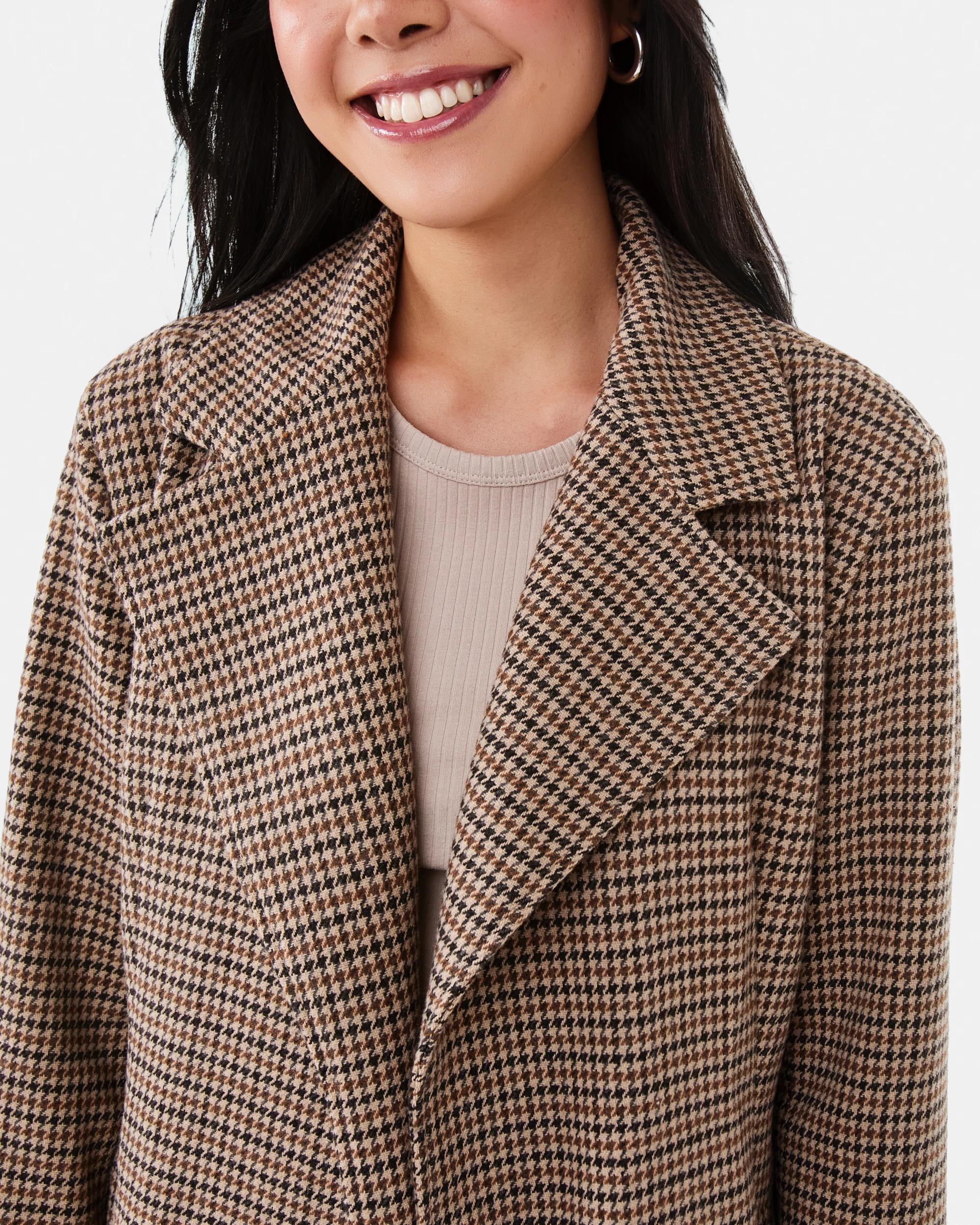 5 Longline Check Coat Brn Check, 5 of 7