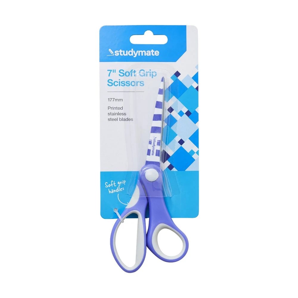 3 Studymate Soft Grip Scissors 7"/177mm Purple Printed, 3 of 3