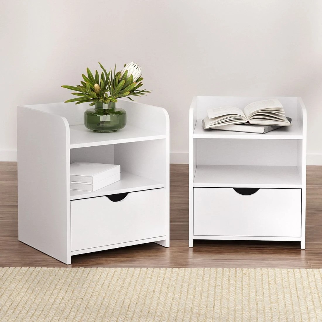 8 Artiss 2X Bedside Table 1 Drawer with Shelf - FARA - White, 8 of 8
