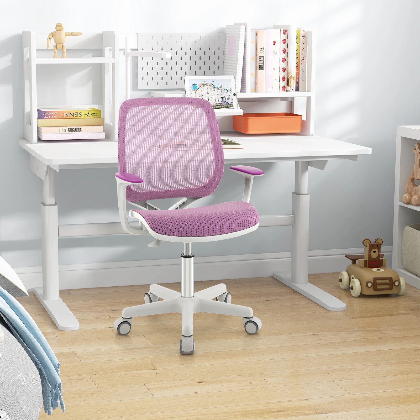 2 Costway Desk Chair Swivel Mesh Chair w/Adjustable Height - Purple, 2 of 6