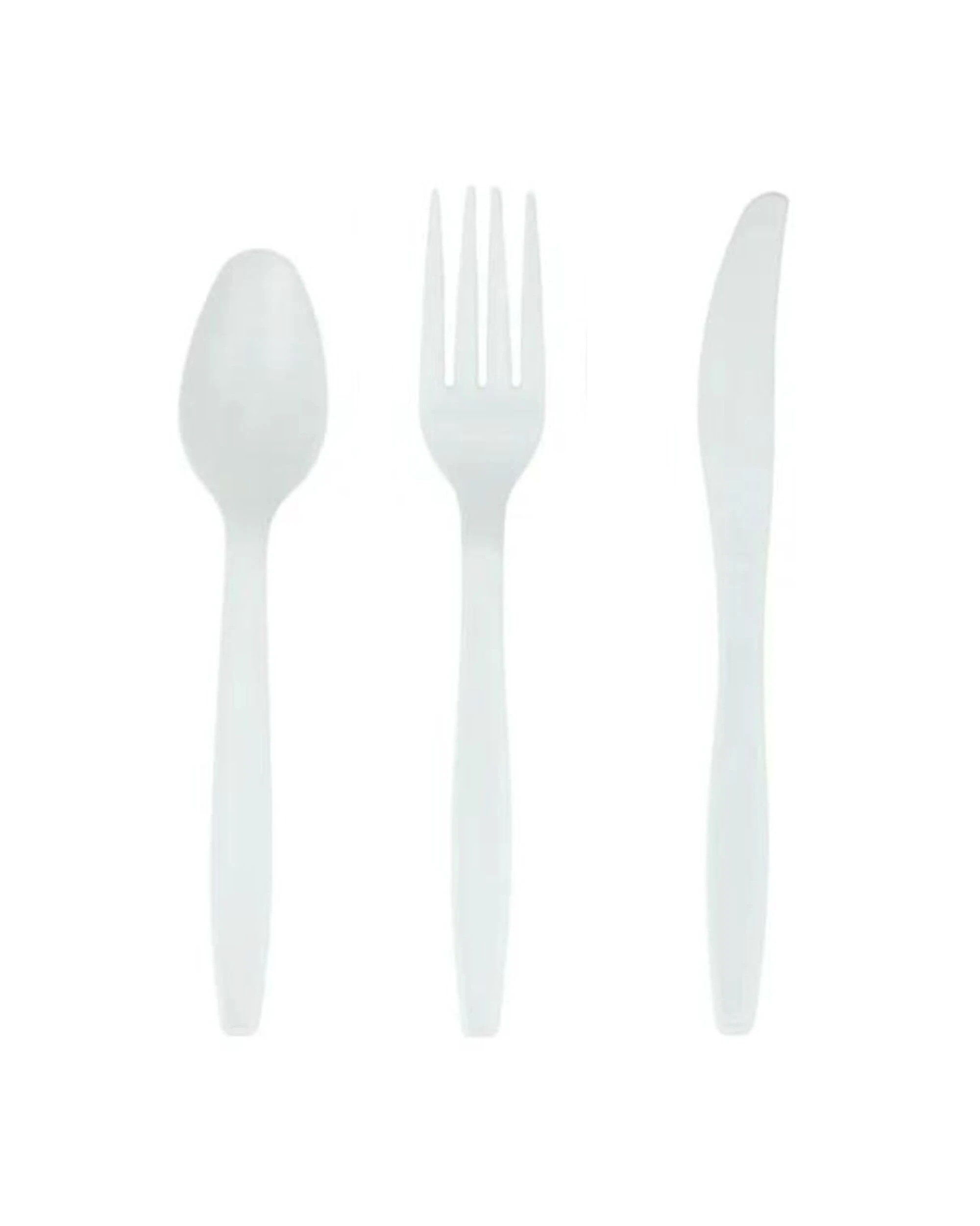 1 Partyware Everyday Living Reusable White Plastic Cutlery Pack of 24 - White, 1 of 2