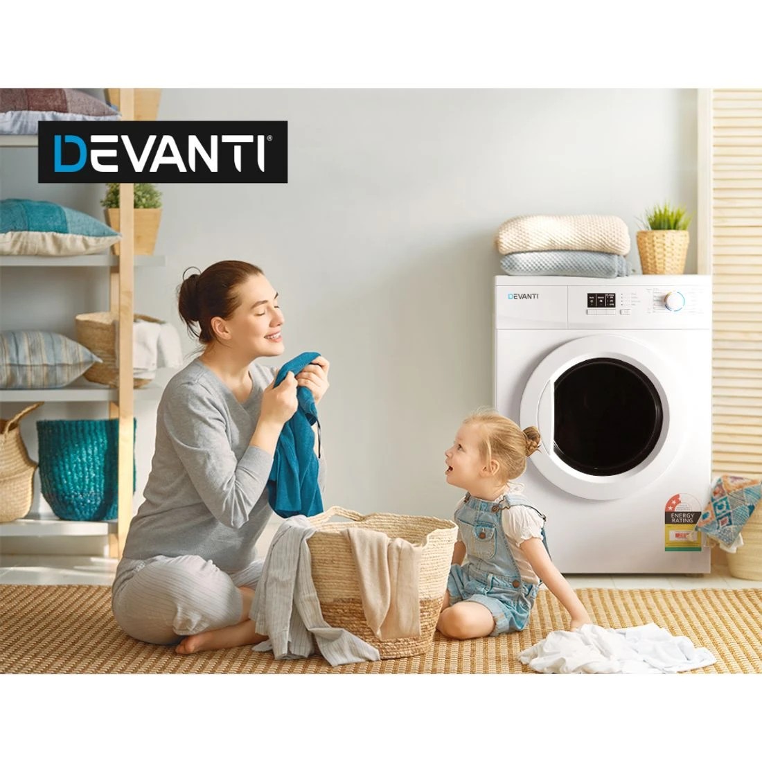 8 Devanti 7kg Tumble Dryer Vented 15 Auto Programs Freestanding - White, 8 of 8