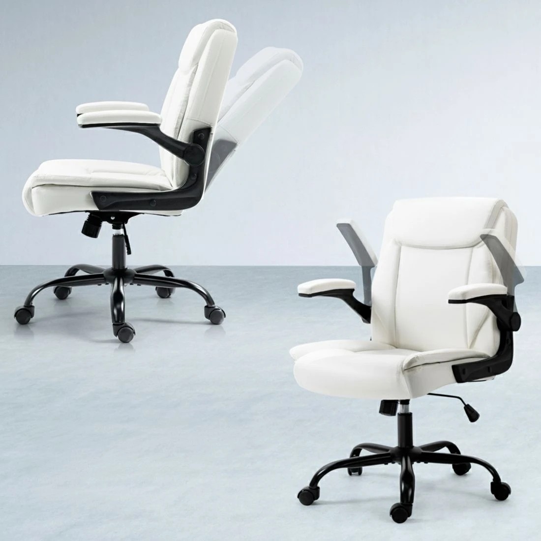 4 Artiss Computer Desk Executive Office Chairs Sets - White, 4 of 5