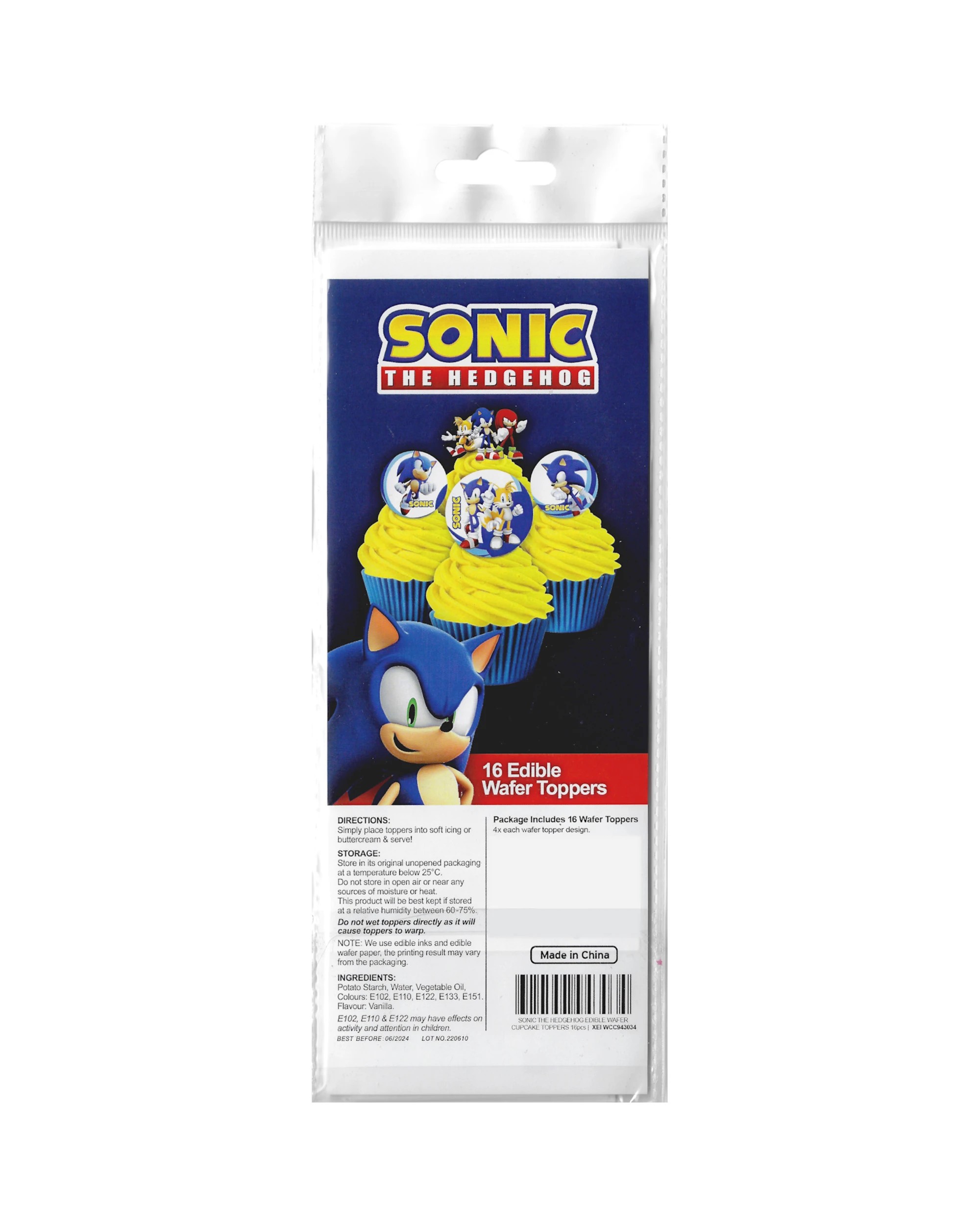 2 Sonic The Hedgehog Edible Wafer Cupcake Toppers Pack of 16 - Multi, 2 of 2